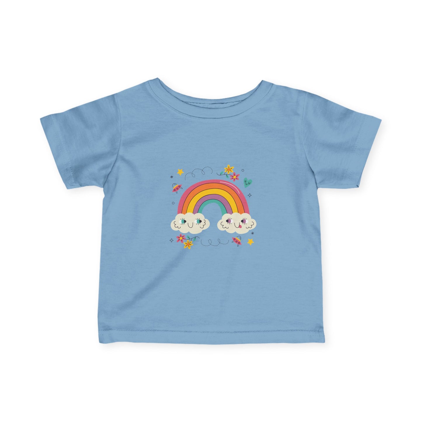 Infant Rainbow Tee – Cute Smiling Clouds & Stars Baby Shirt