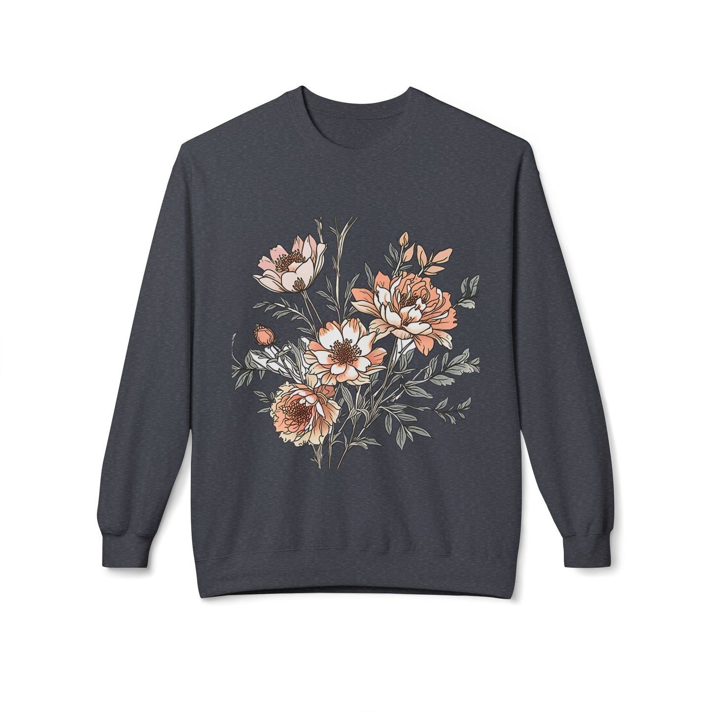 Floral Bouquet Crewneck Sweatshirt — Vintage Peach Blooms