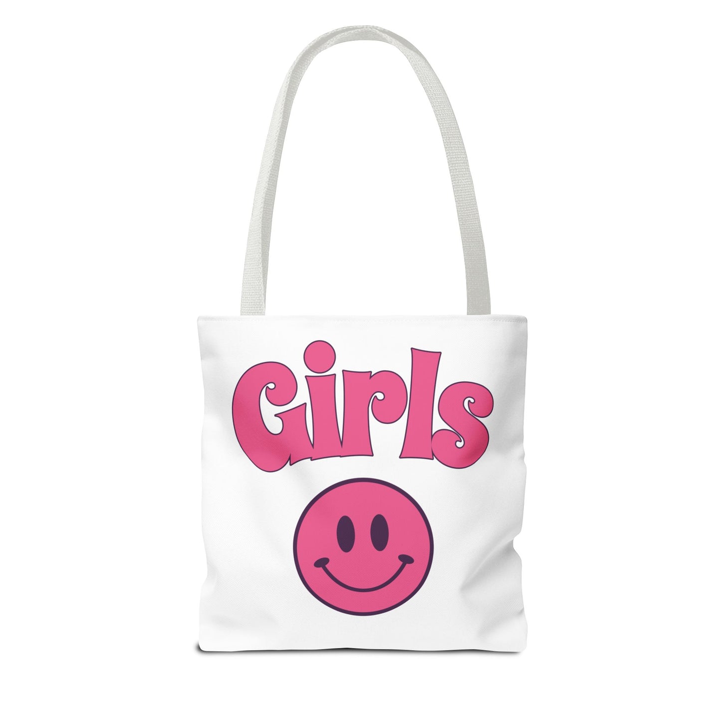 Girls Pink Smile Tote Bag — Cute Retro Smiley Shopper