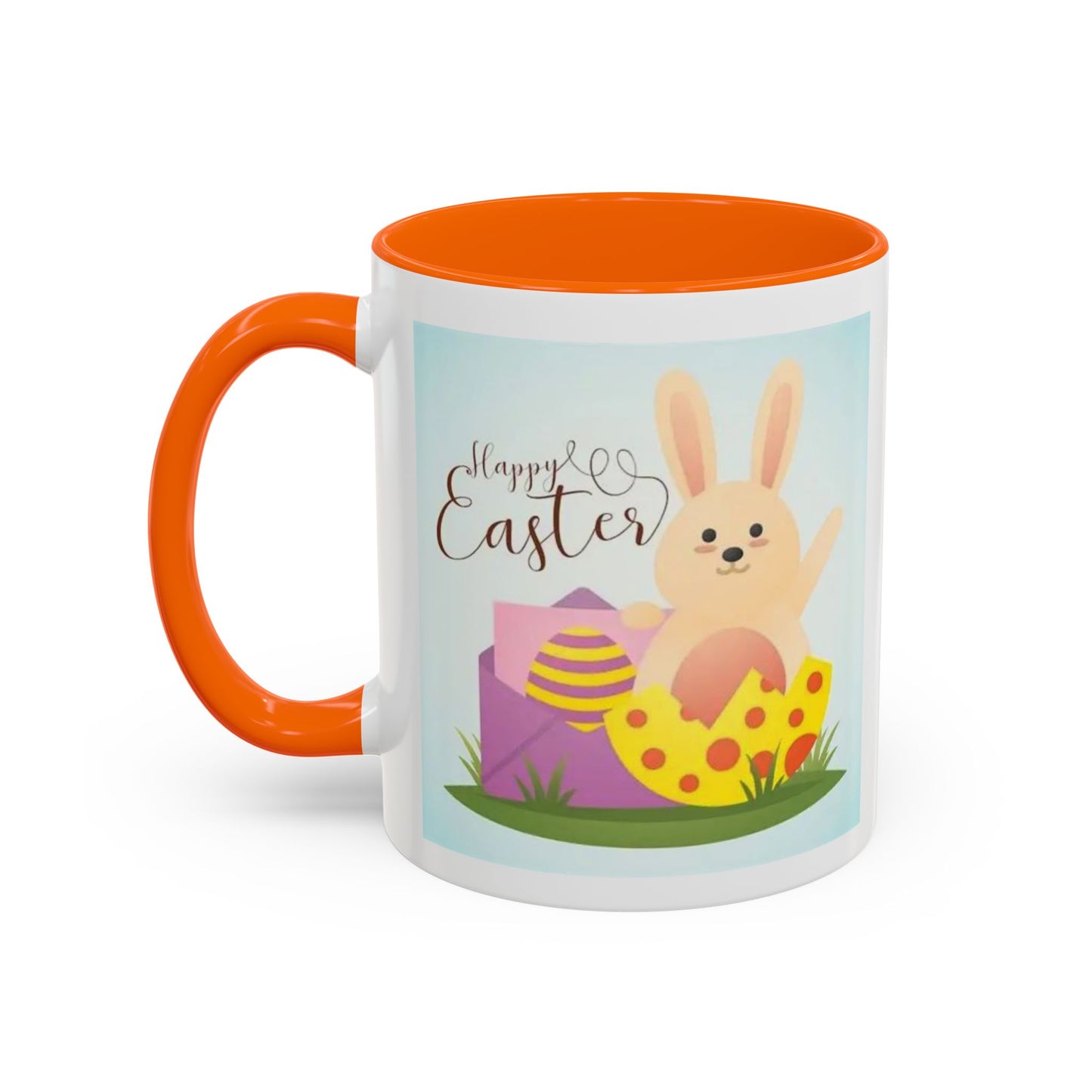 Easter Bunny Accent Coffee Mug – "Happy Easter" Spring Bunny & Egg Design (11/15oz)