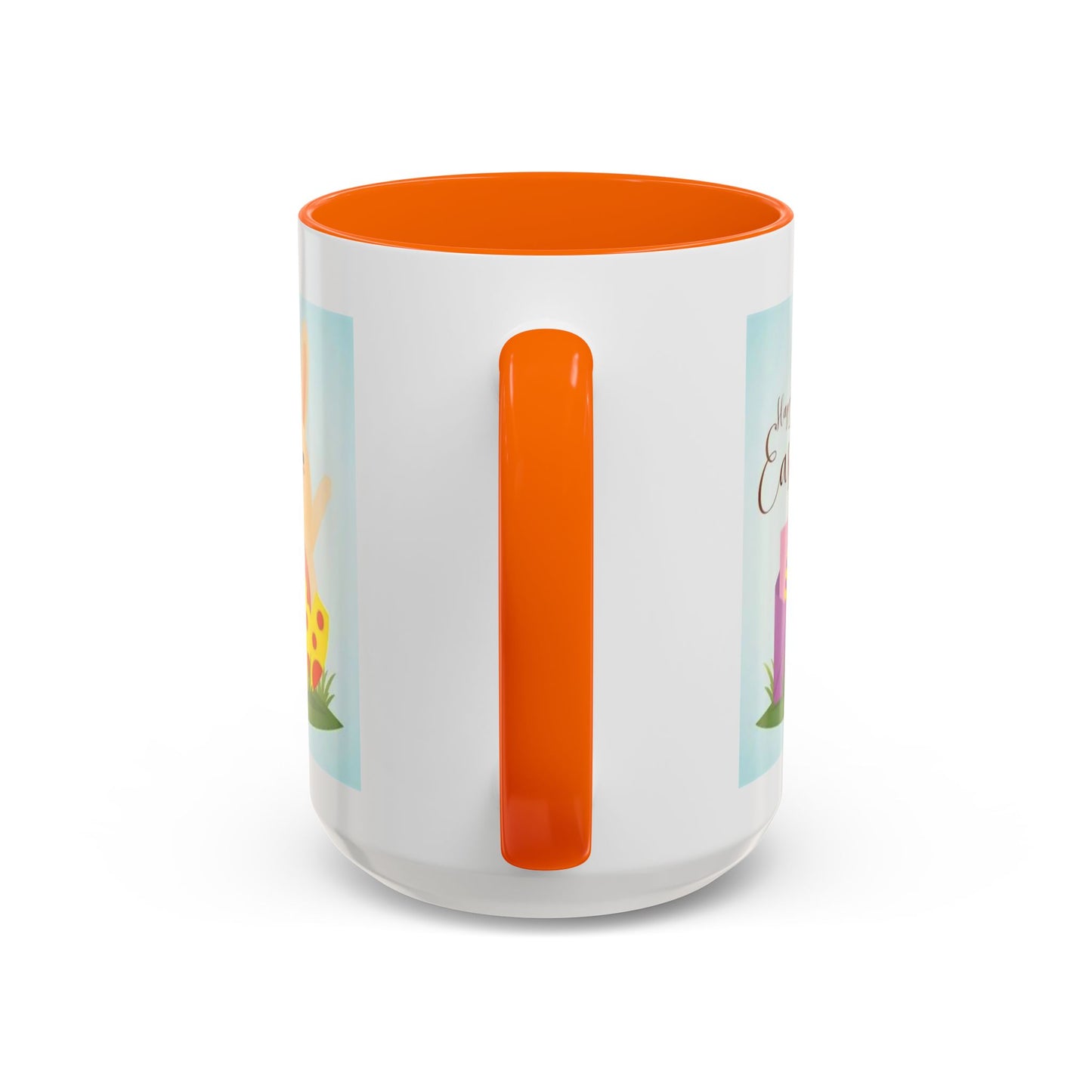 Easter Bunny Accent Coffee Mug – "Happy Easter" Spring Bunny & Egg Design (11/15oz)