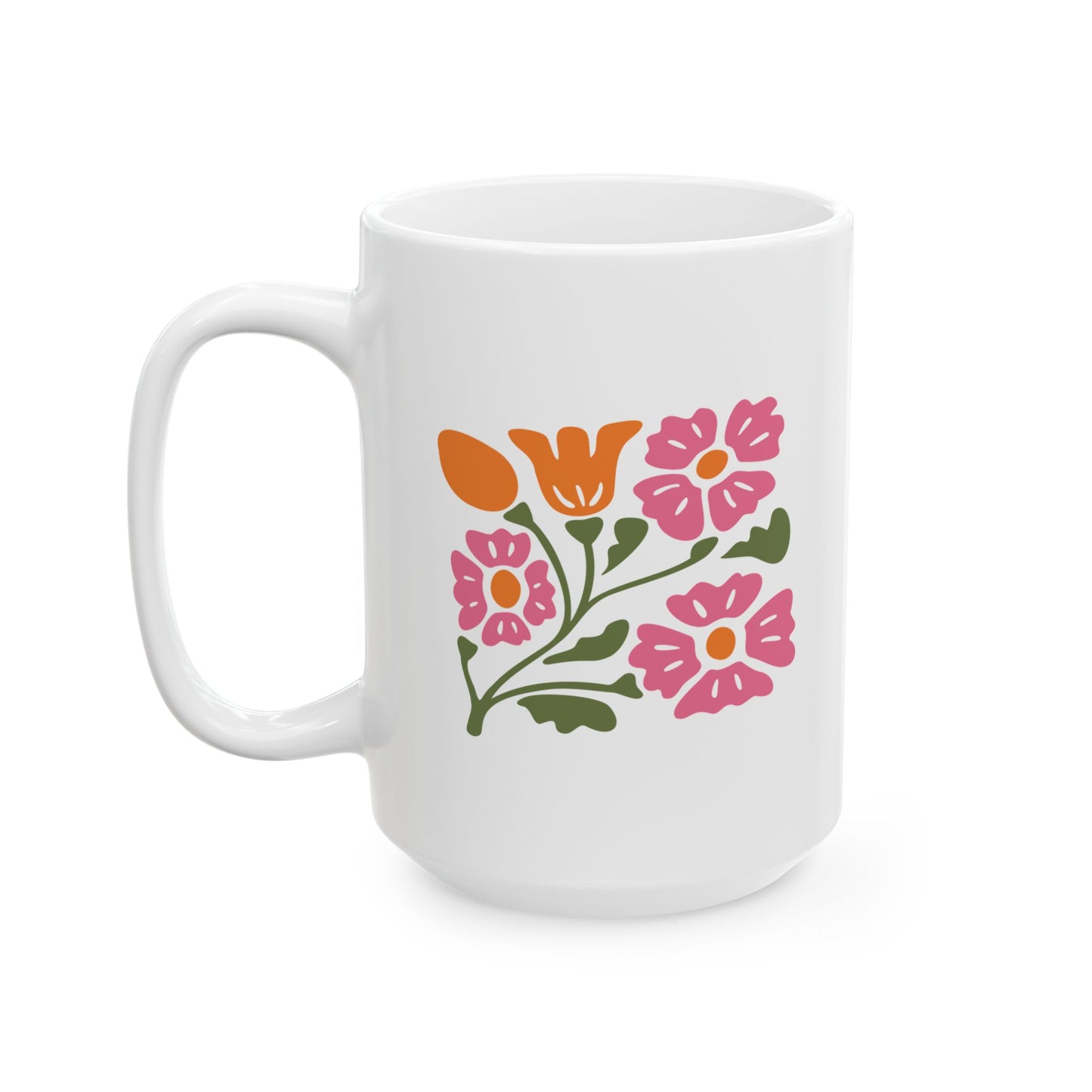 Floral Bouquet Ceramic Mug — Colorful Wildflower Coffee Cup (11oz/15oz)