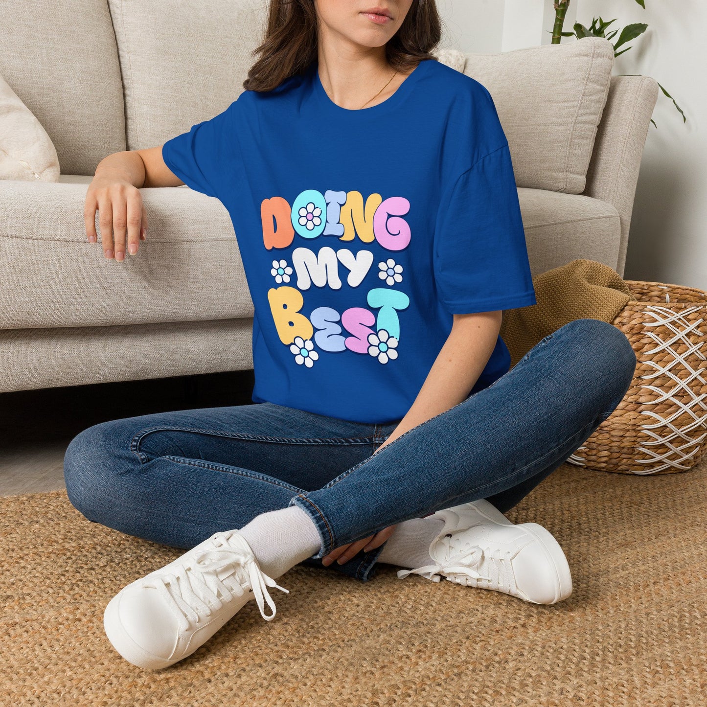 Retro Floral "Doing My Best" T-Shirt