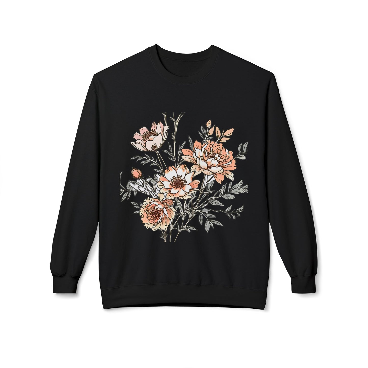 Floral Bouquet Crewneck Sweatshirt — Vintage Peach Blooms