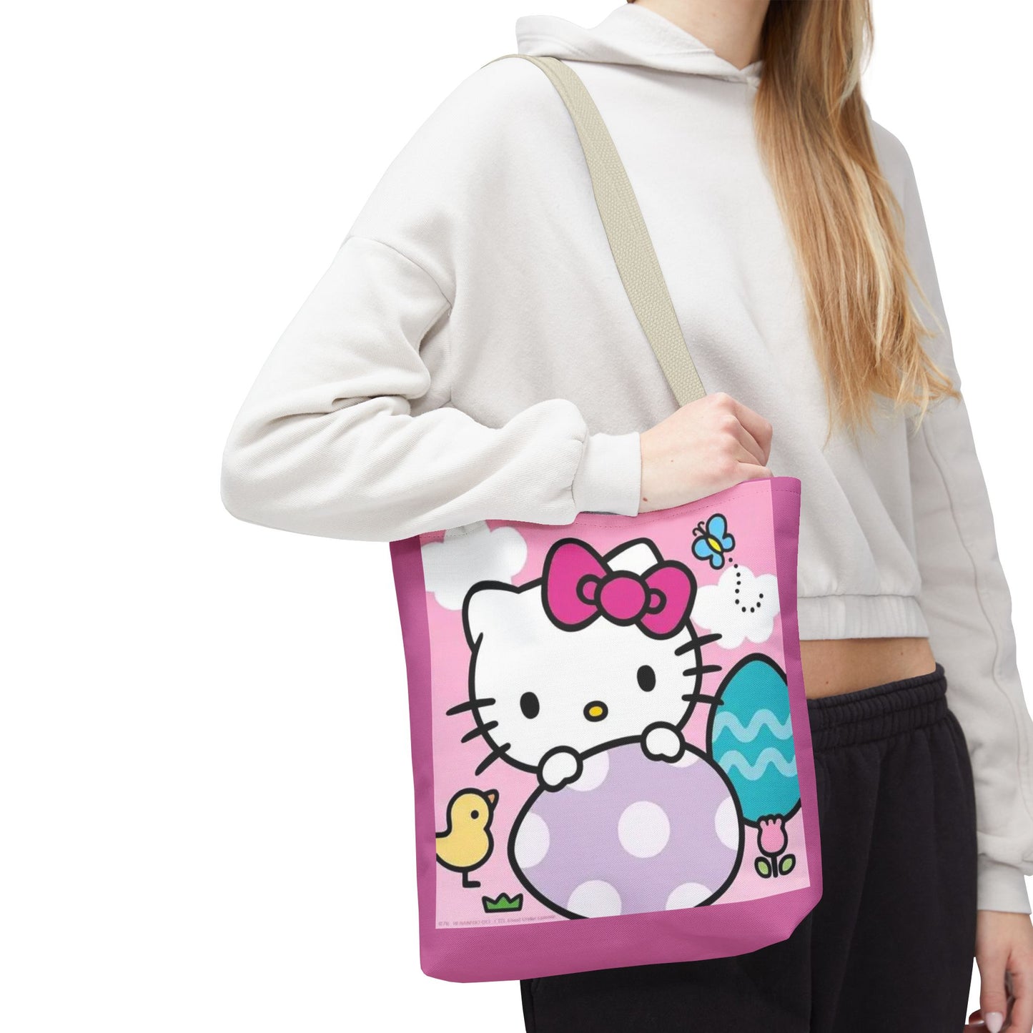 Hello Kitty Easter Tote Bag — Cute Pink Bunny & Egg Spring Shopper
