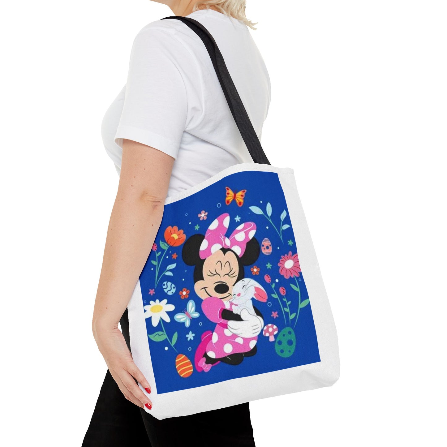 Floral Minnie Bunny Tote Bag — Cute Easter Canvas Carryall