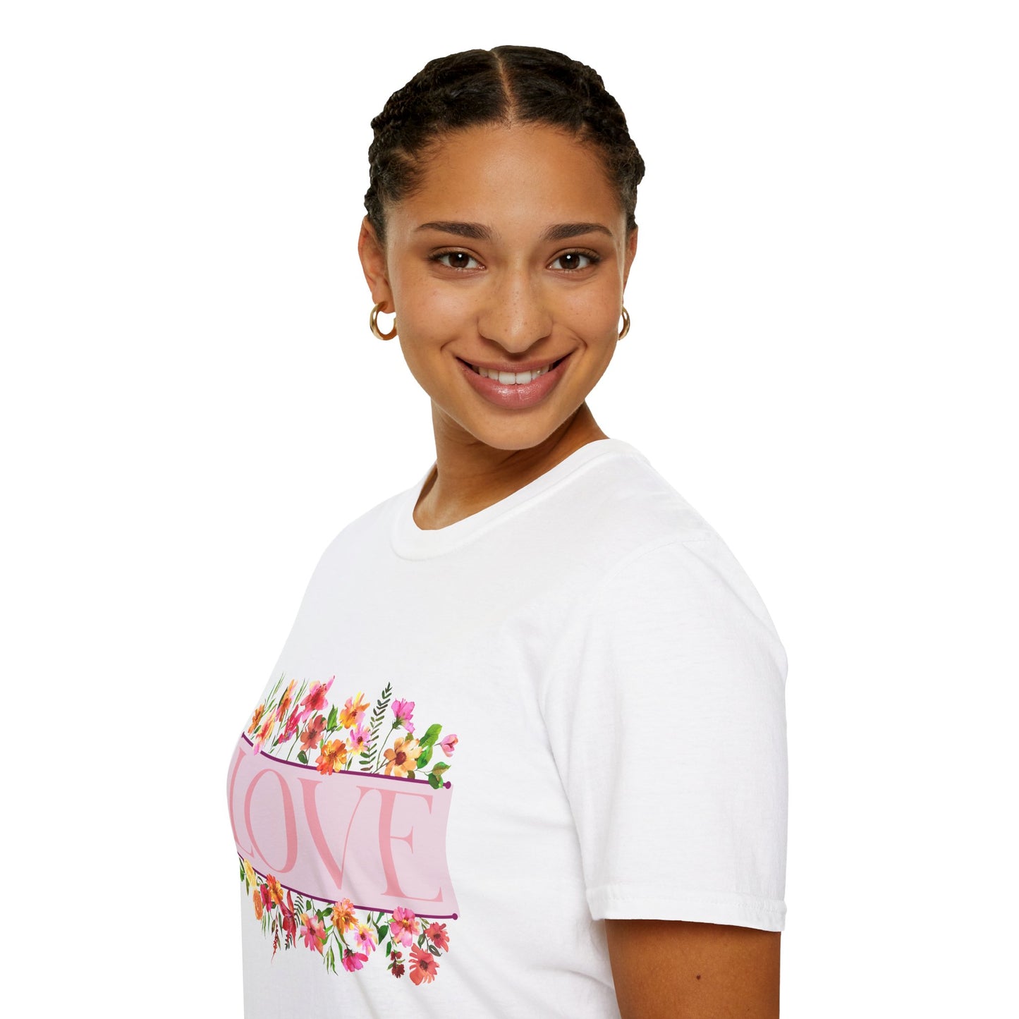 Love Floral T-Shirt — Pink "LOVE" Graphic Tee for Women & Gifts