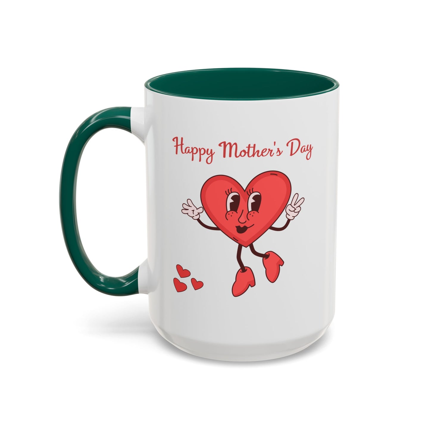 Happy Mother's Day Heart Mug — Cute Retro Heart Mom Coffee Cup (11oz, 15oz)