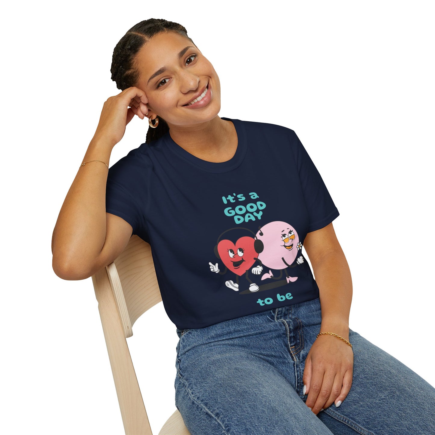 It's a Good Day to Be Happy T-Shirt — Cute Heart & Smile Graphic Tee