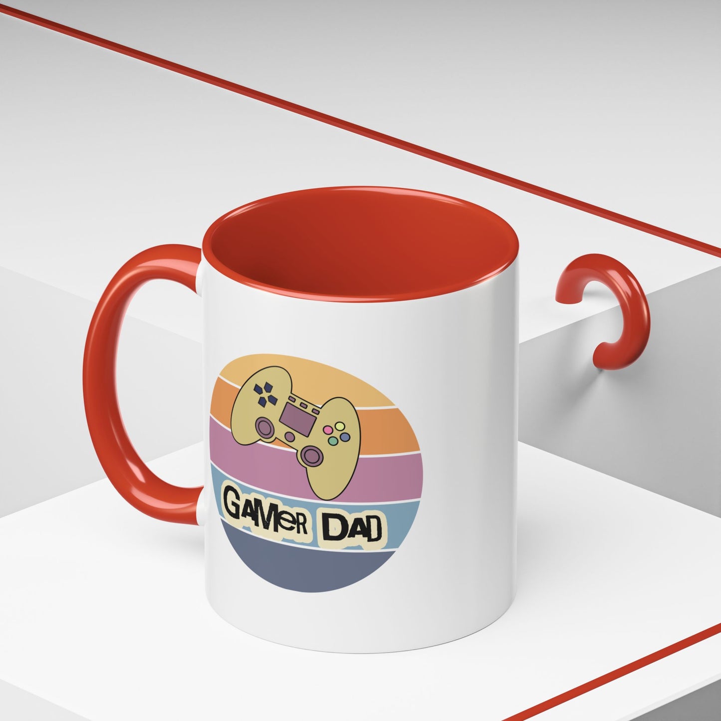 Gamer Dad Coffee Mug — Retro Controller Accent Mug (11/15 oz)