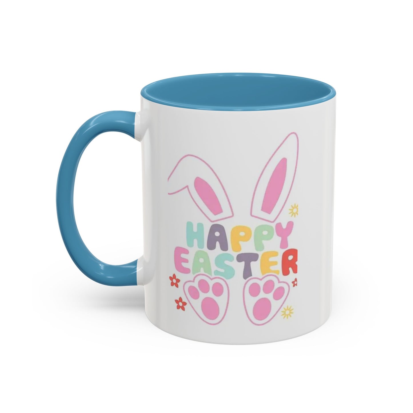 Happy Easter Bunny Accent Coffee Mug — Pink Interior 11/15oz