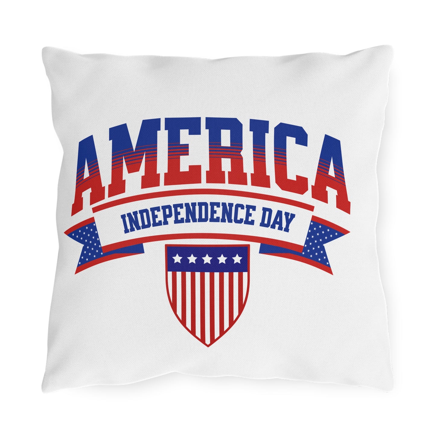 Independence Day America Outdoor Pillow — Patriotic Red, White & Blue Accent Cushion