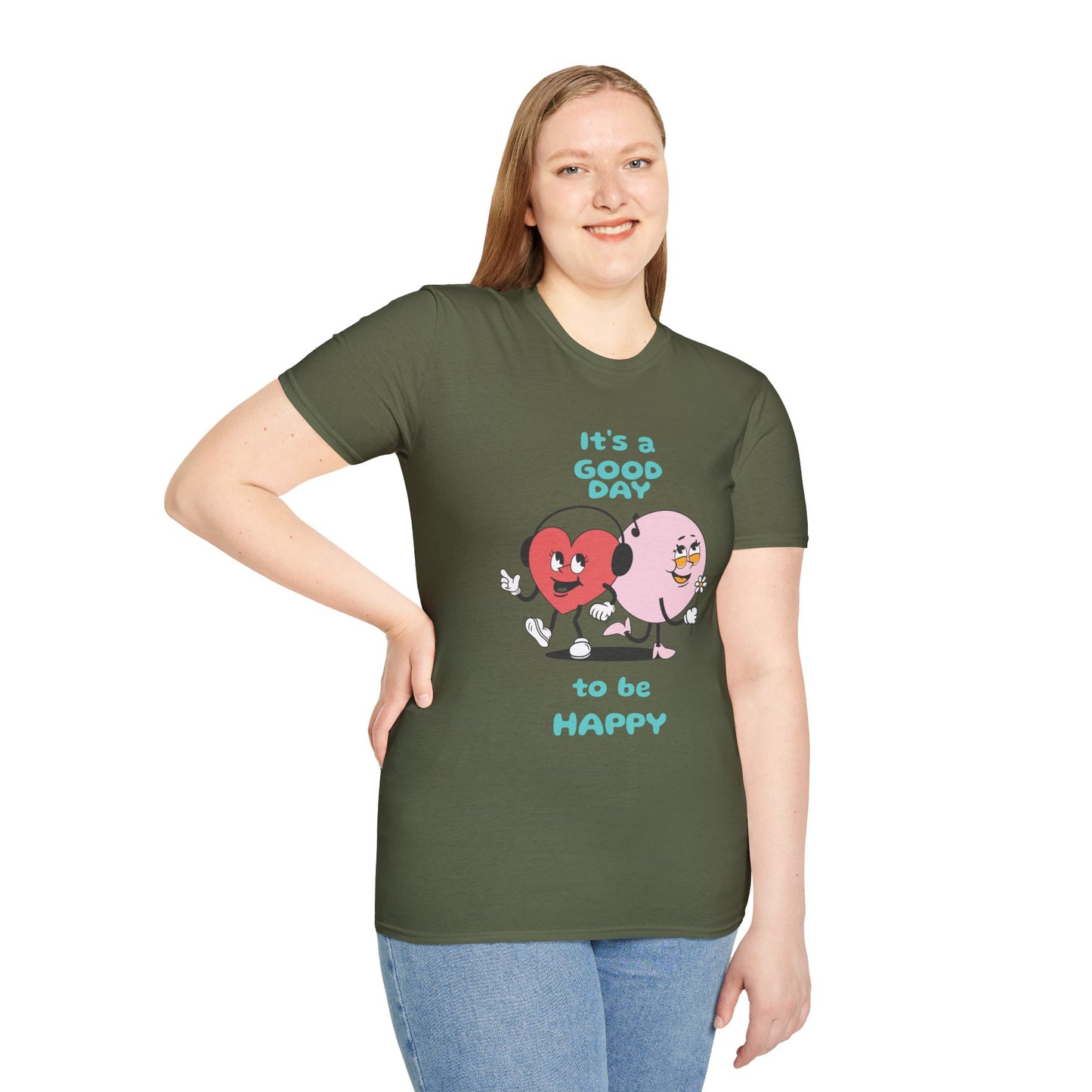 It's a Good Day to Be Happy T-Shirt — Cute Heart & Smile Graphic Tee