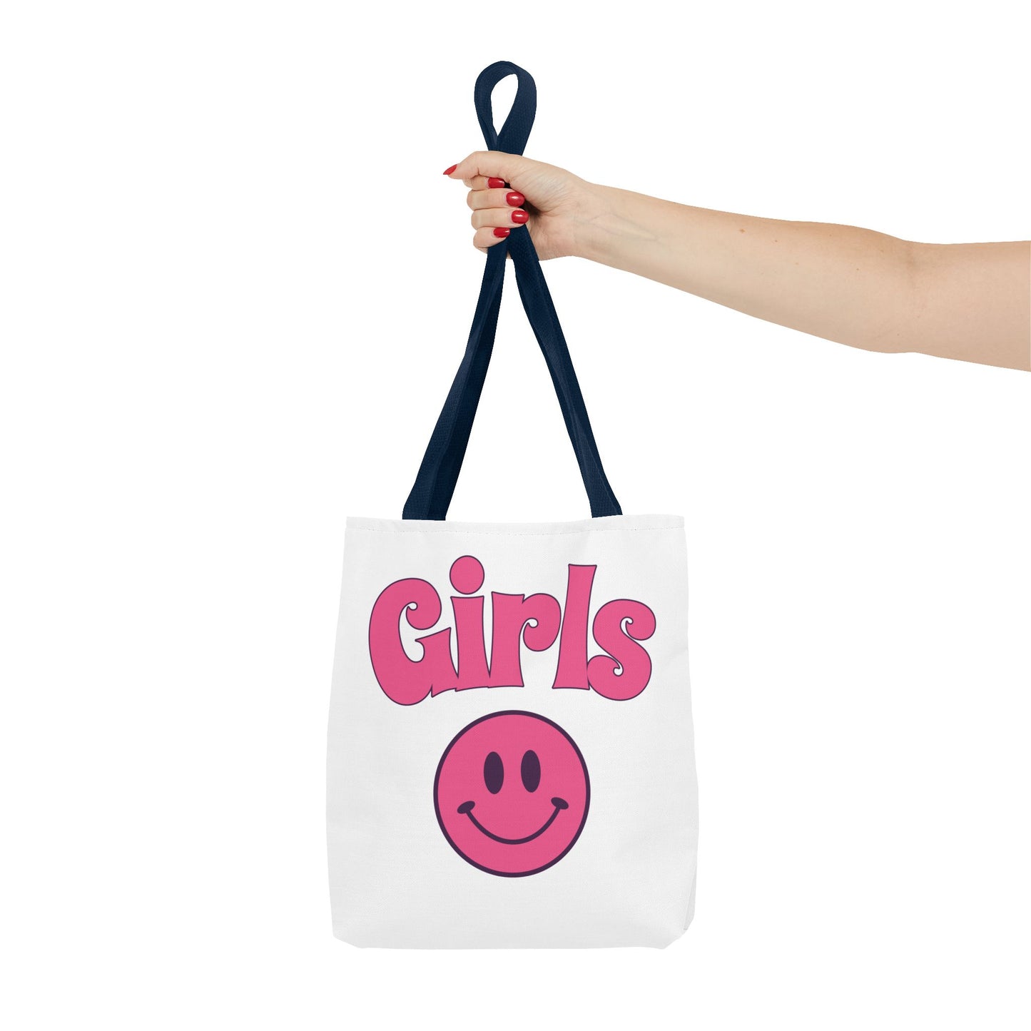 Girls Pink Smile Tote Bag — Cute Retro Smiley Shopper
