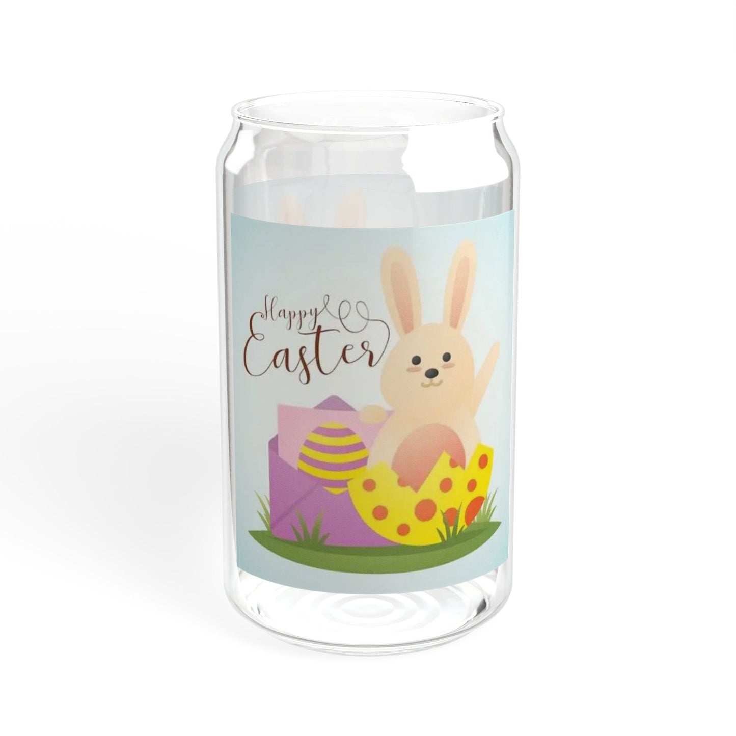 Easter Bunny 16oz Sipper Glass — Cute Spring Bunny & Eggs Travel Cup