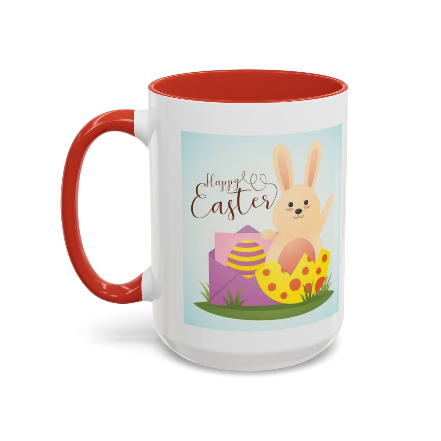 Easter Bunny Accent Coffee Mug – "Happy Easter" Spring Bunny & Egg Design (11/15oz)