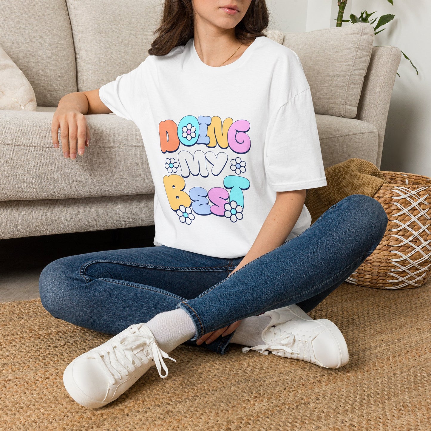 Retro Floral "Doing My Best" T-Shirt