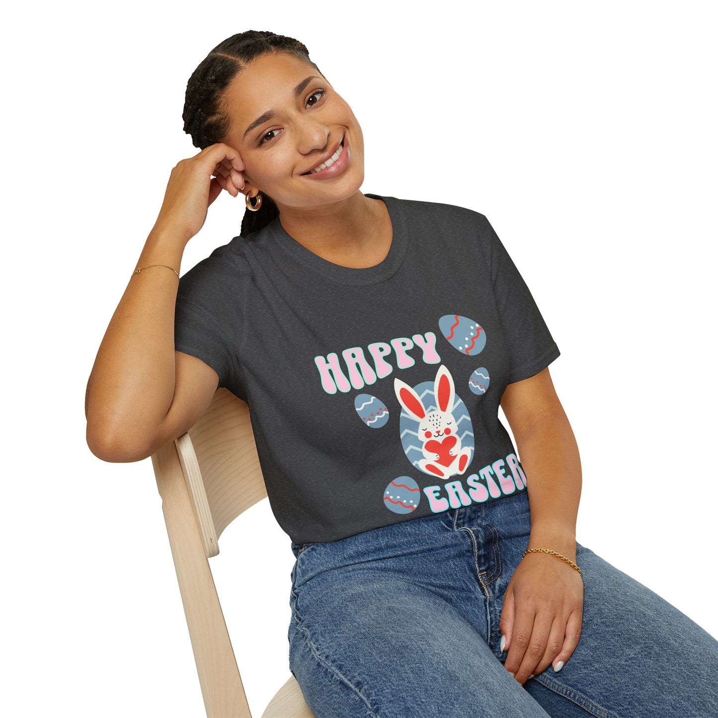 Happy Easter Bunny T-Shirt — Cute Pastel Easter Eggs Design