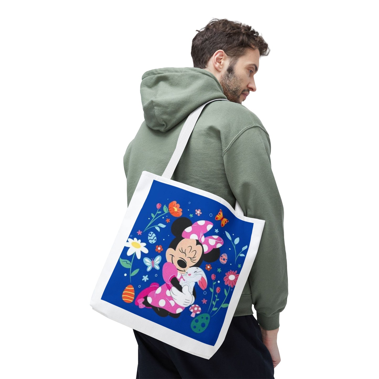 Floral Minnie Bunny Tote Bag — Cute Easter Canvas Carryall