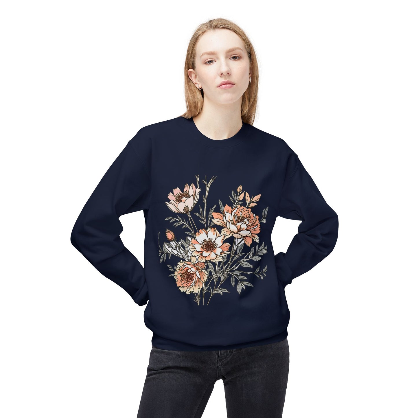 Floral Bouquet Crewneck Sweatshirt — Vintage Peach Blooms