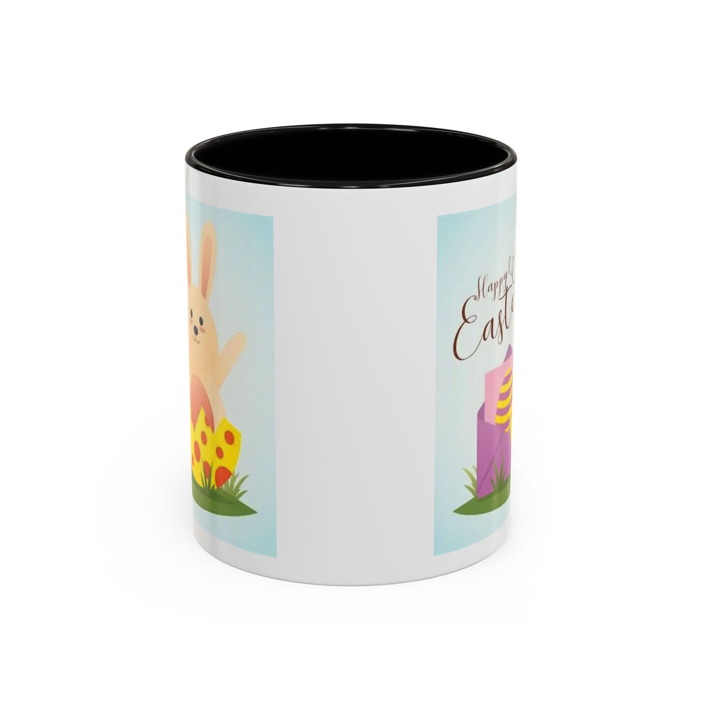 Easter Bunny Accent Coffee Mug – "Happy Easter" Spring Bunny & Egg Design (11/15oz)