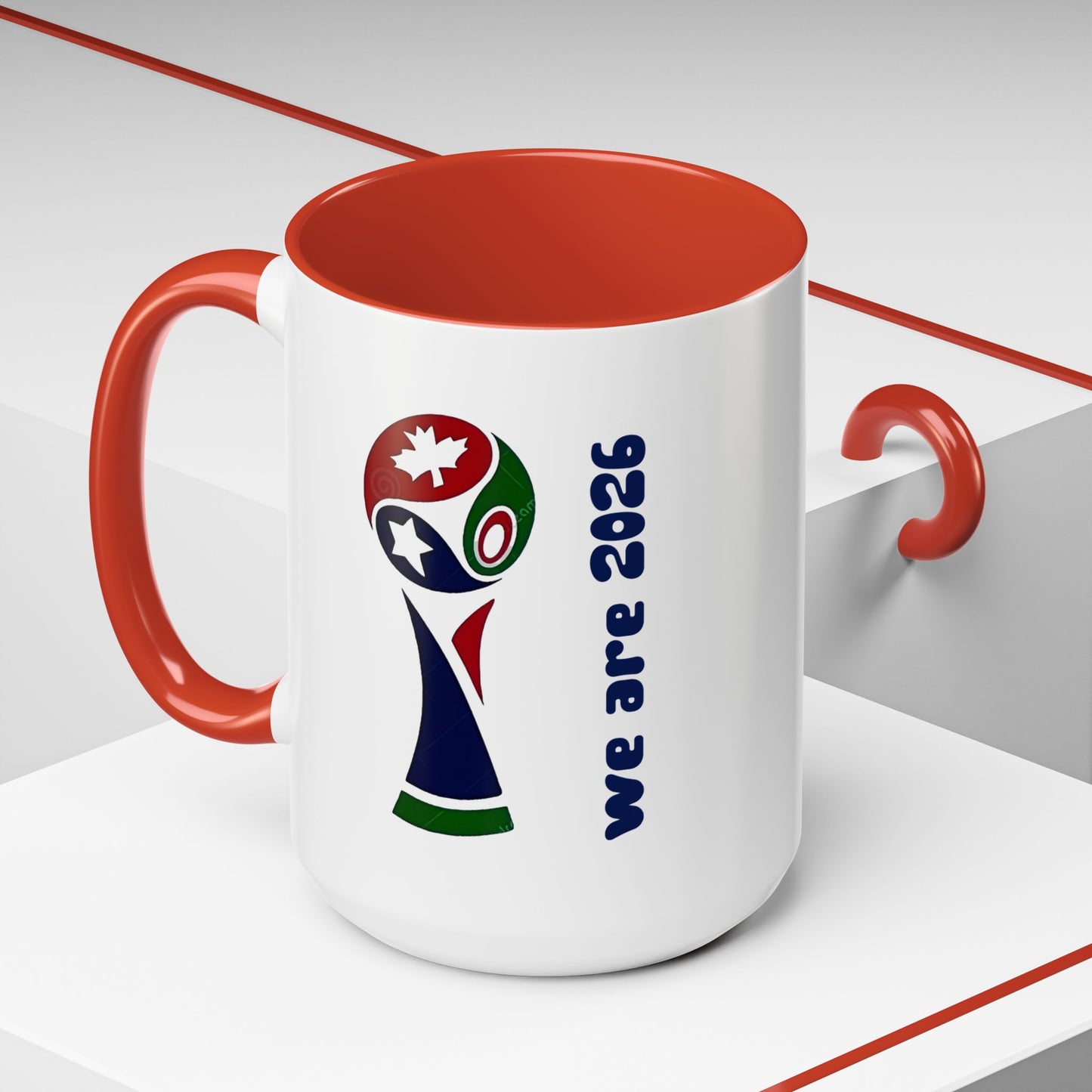 World Cup 2026 Accent Coffee Mug — 'We Are 2026' Soccer Fan Gift