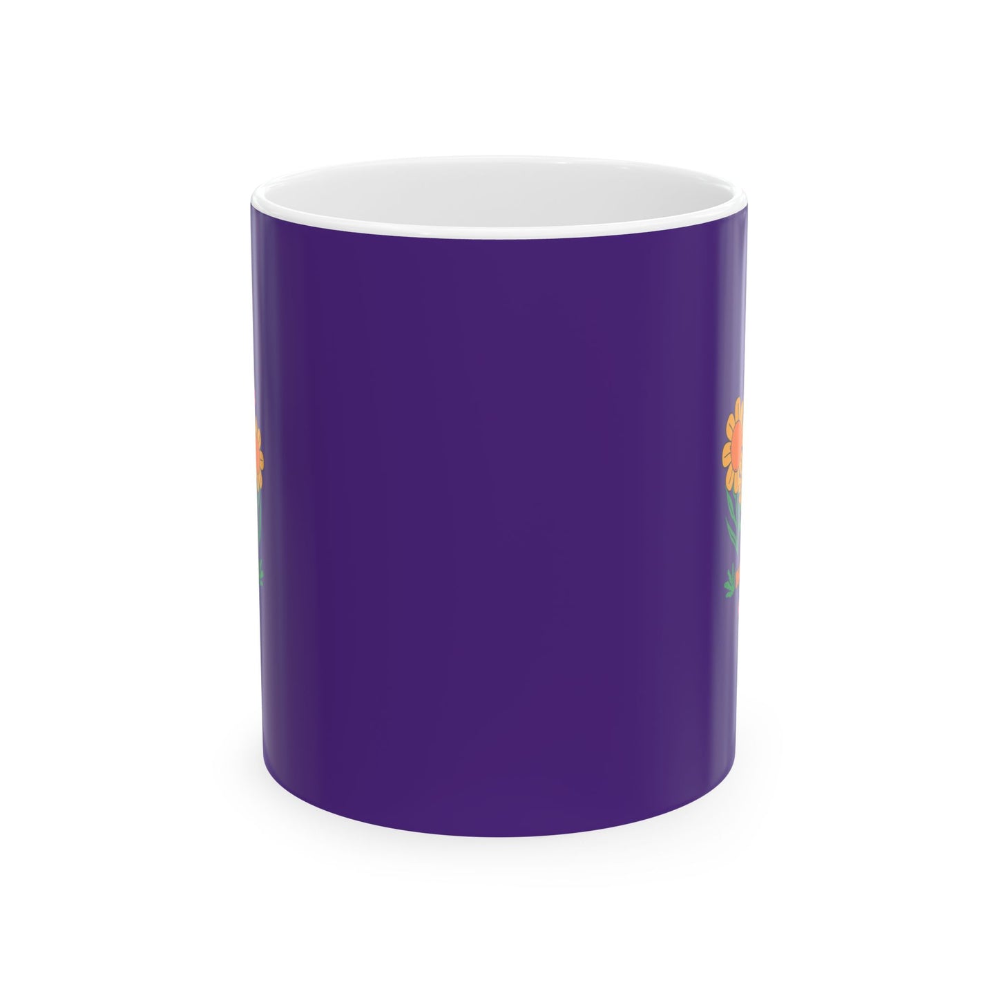 Purple Floral Ceramic Mug — Colorful Sunflower Bouquet Coffee Cup (11oz & 15oz)