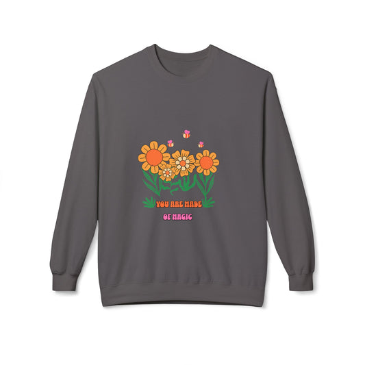 Flower Crewneck Sweatshirt - You Are Made of Stars Floral Graphic