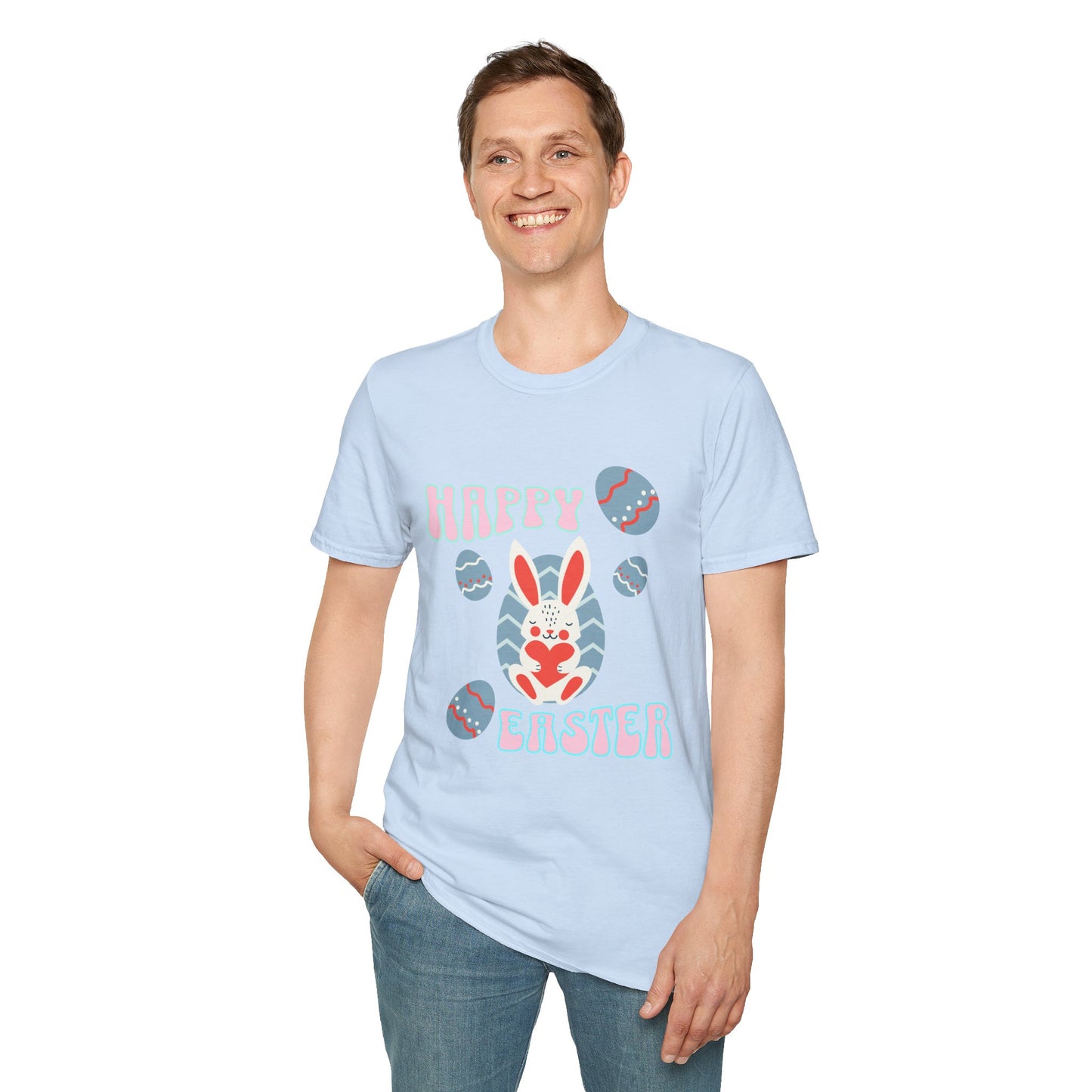 Happy Easter Bunny T-Shirt — Cute Pastel Easter Eggs Design