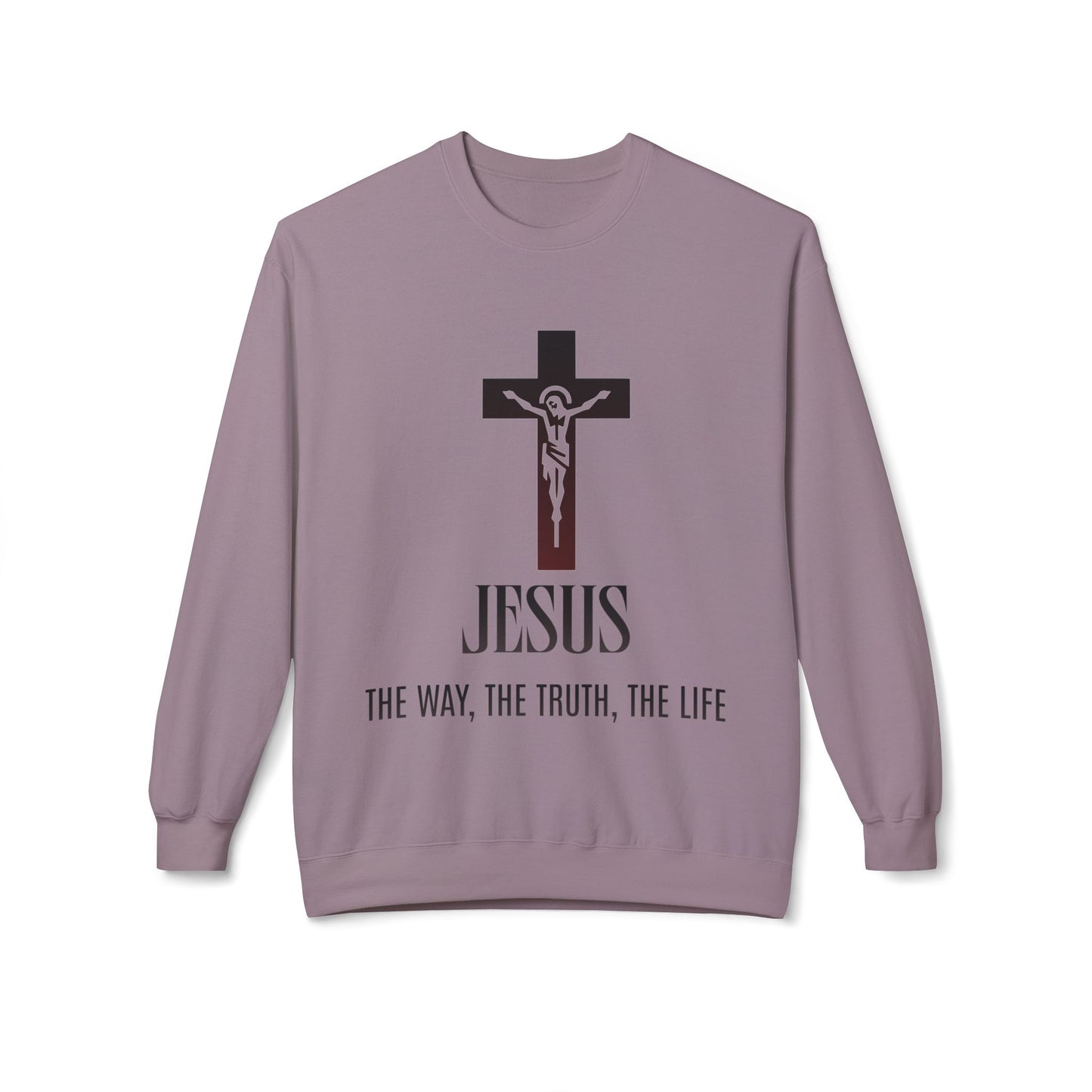 Jesus Cross Crewneck Sweatshirt — "Jesus: The Way, The Truth, The Life" Christian Pullover
