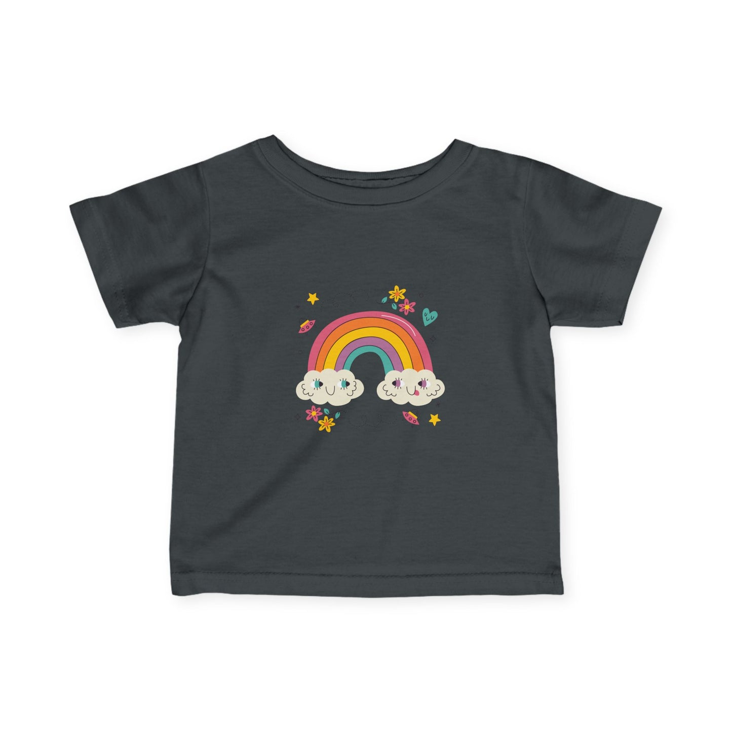 Infant Rainbow Tee – Cute Smiling Clouds & Stars Baby Shirt