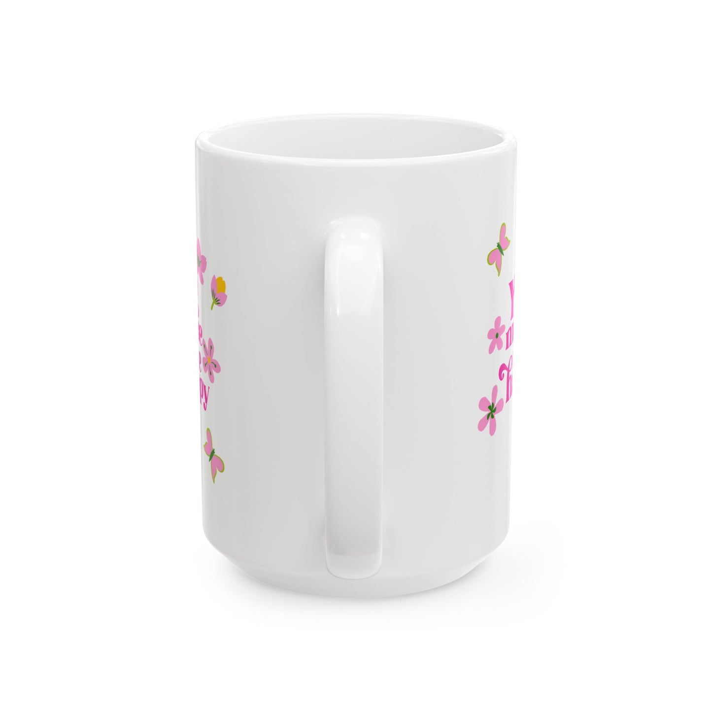 Floral Pink Cherry Blossom Ceramic Mug – Cute Spring Coffee Cup (11oz/15oz)
