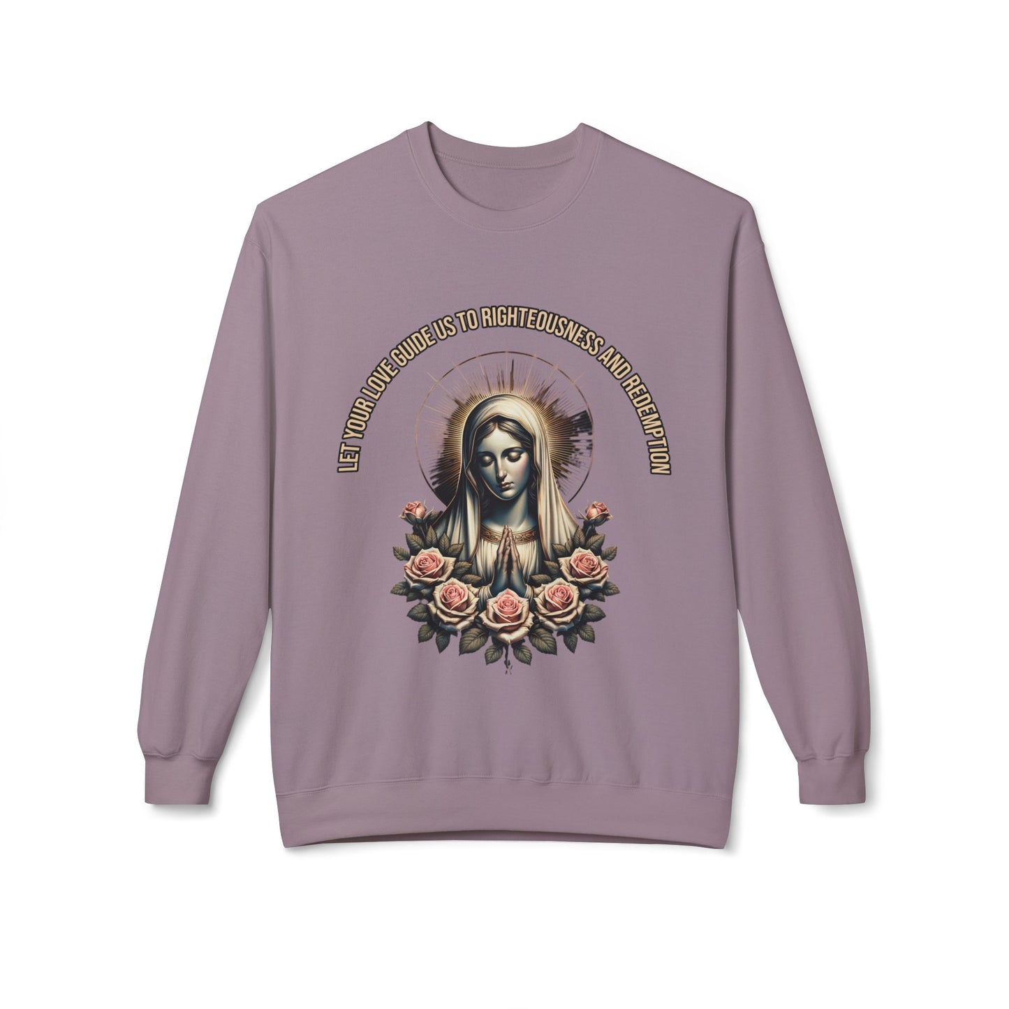 Virgin Mary Floral Sweatshirt — 'She Will Be Comfort For Those Who Mourn' Religious Crewneck