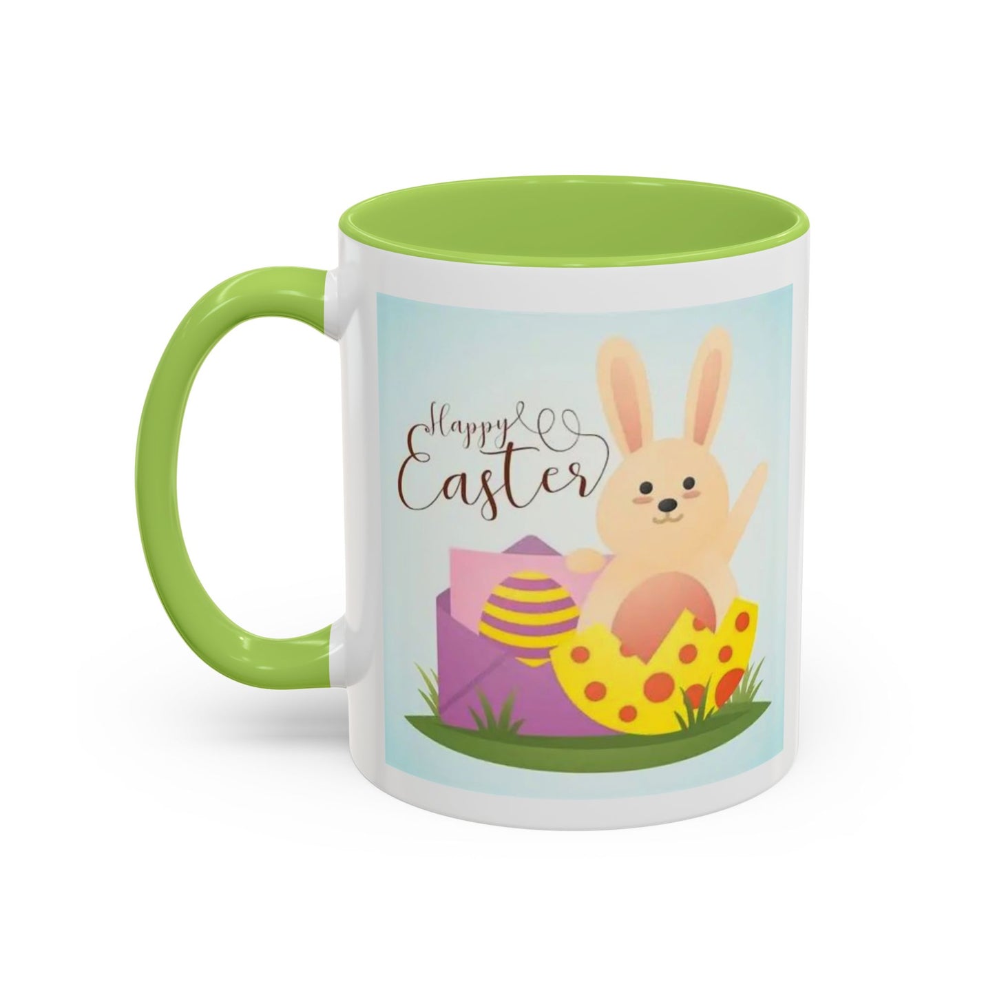 Easter Bunny Accent Coffee Mug – "Happy Easter" Spring Bunny & Egg Design (11/15oz)