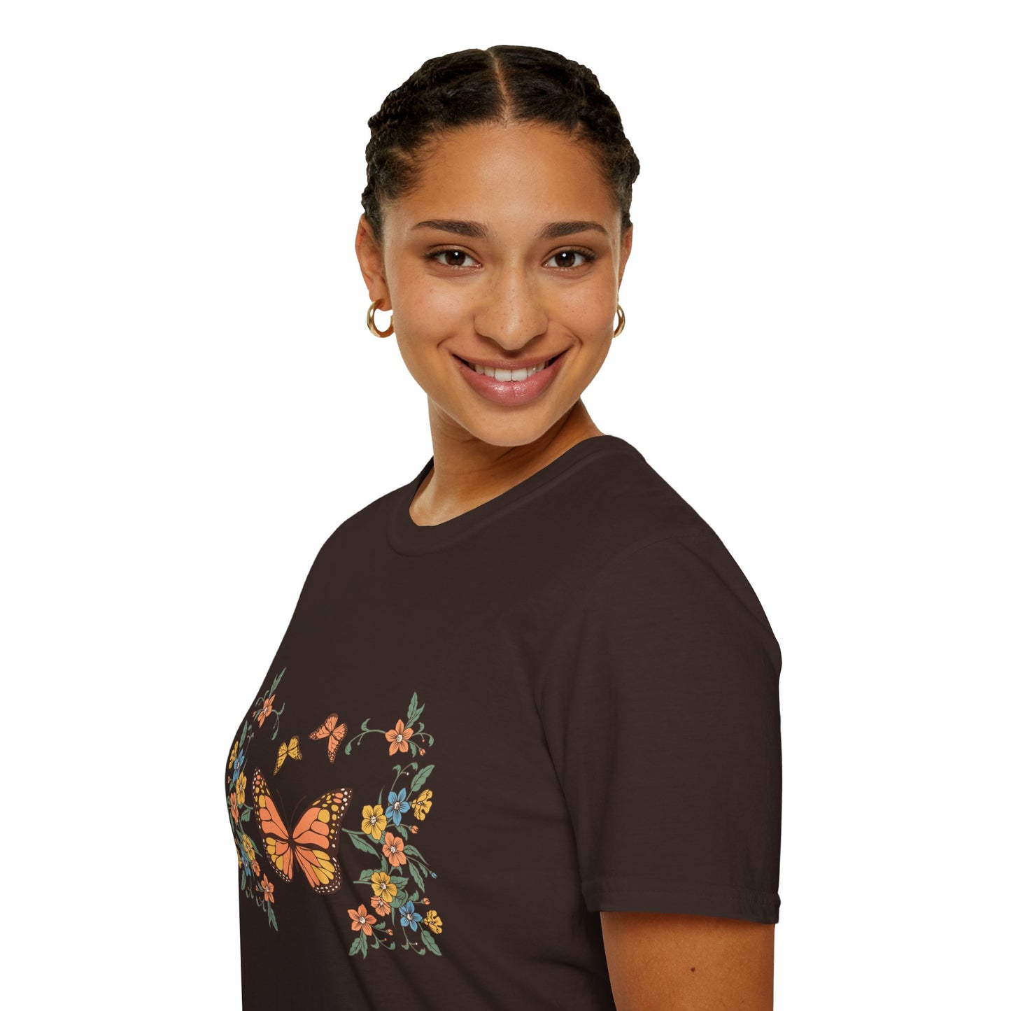 Monarch Butterfly Floral Tee — Vintage Botanical Butterfly T-Shirt