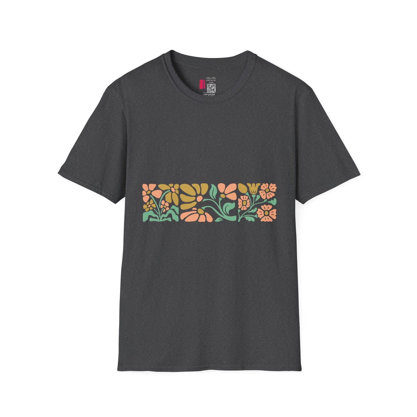 Floral Meadow T-Shirt — Pastel Botanical Stripe Tee