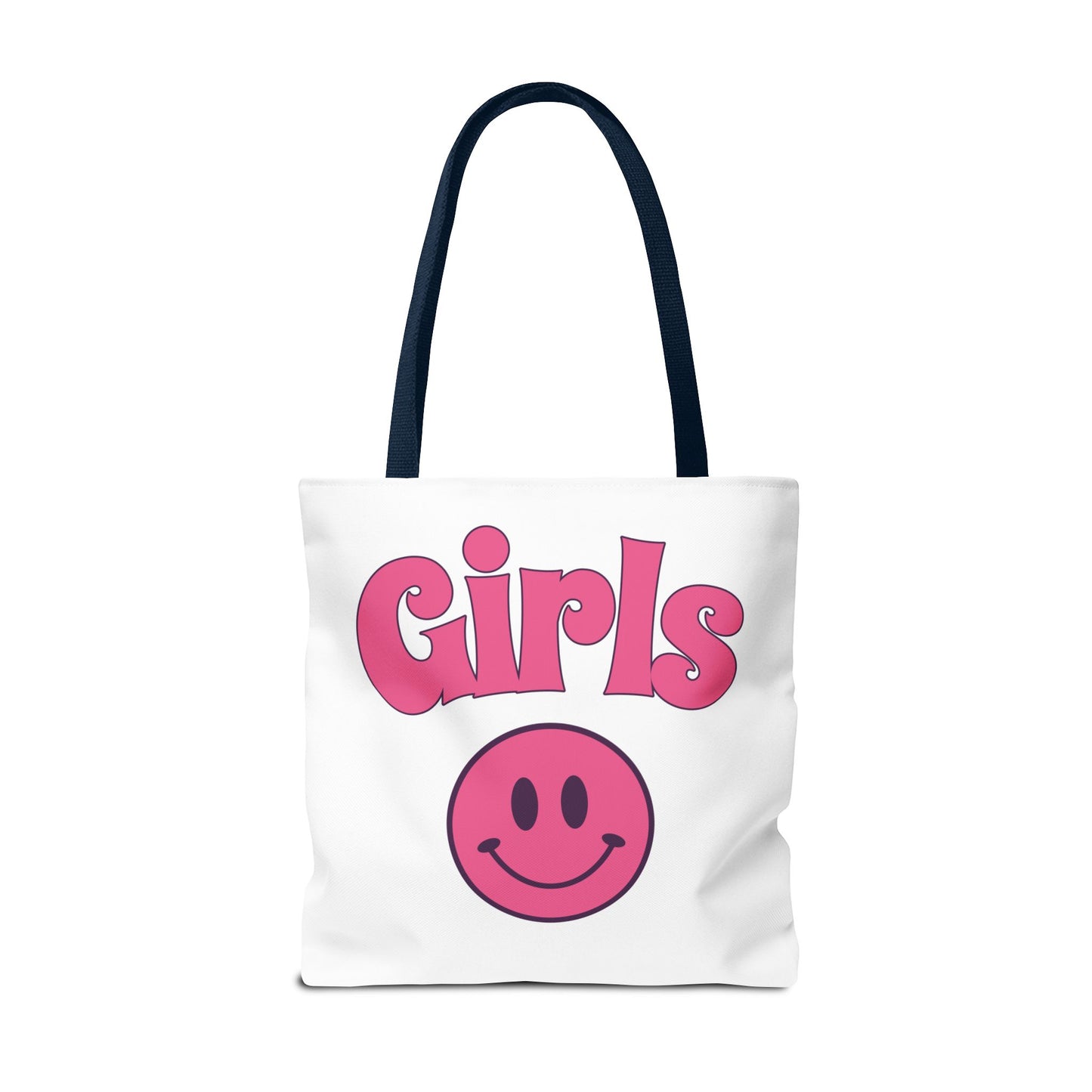 Girls Pink Smile Tote Bag — Cute Retro Smiley Shopper