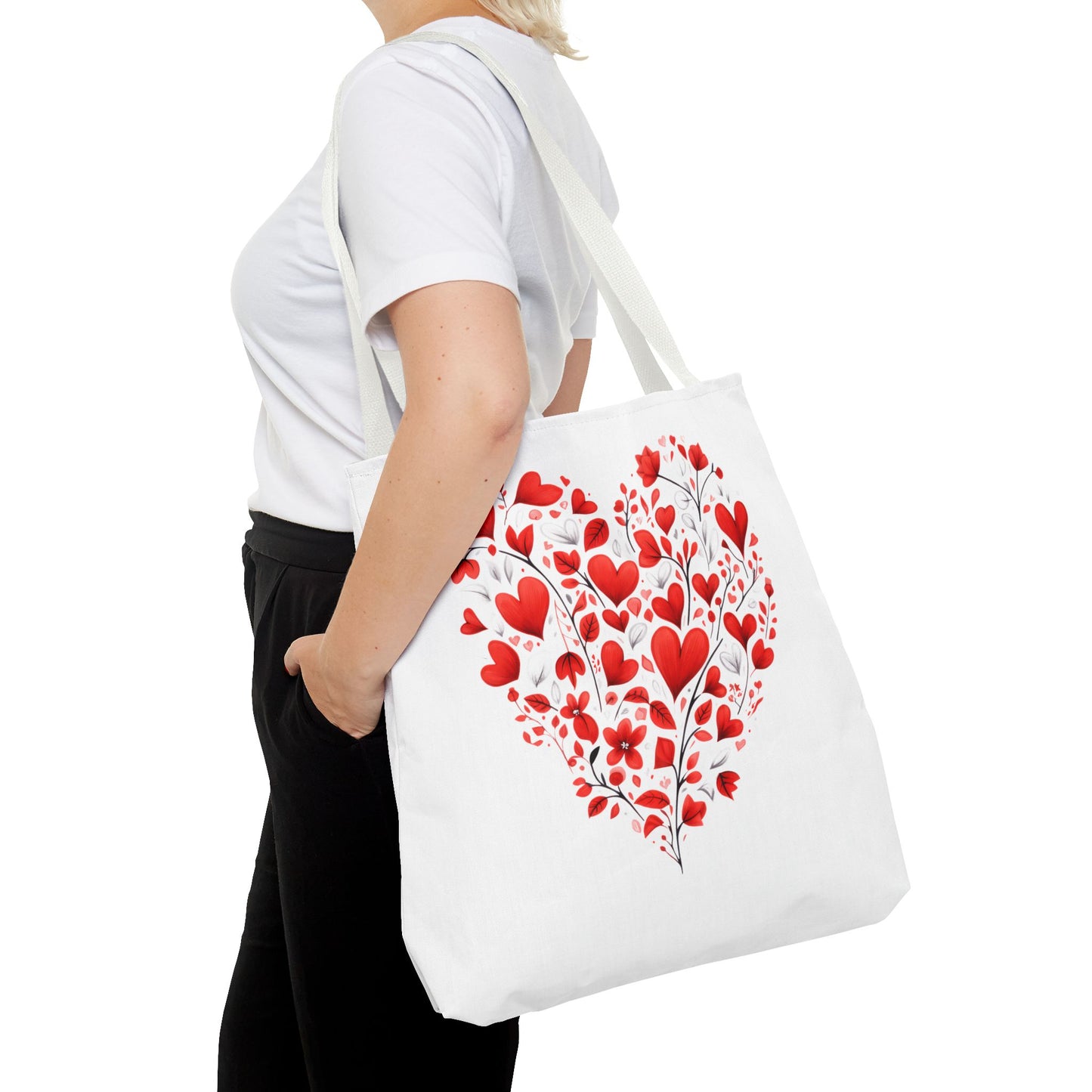 Heart Floral Tote Bag – Romantic Valentine’s Day Canvas Shopper