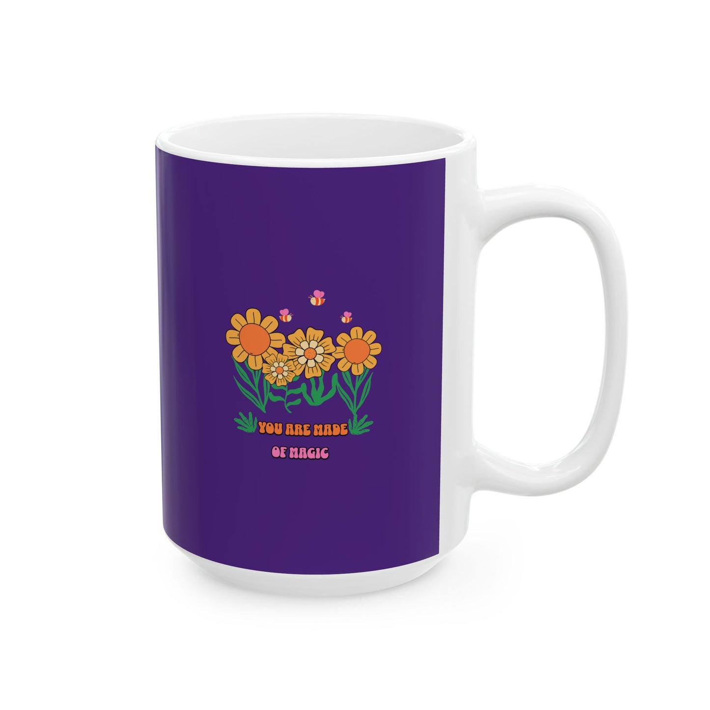 Purple Floral Ceramic Mug — Colorful Sunflower Bouquet Coffee Cup (11oz & 15oz)