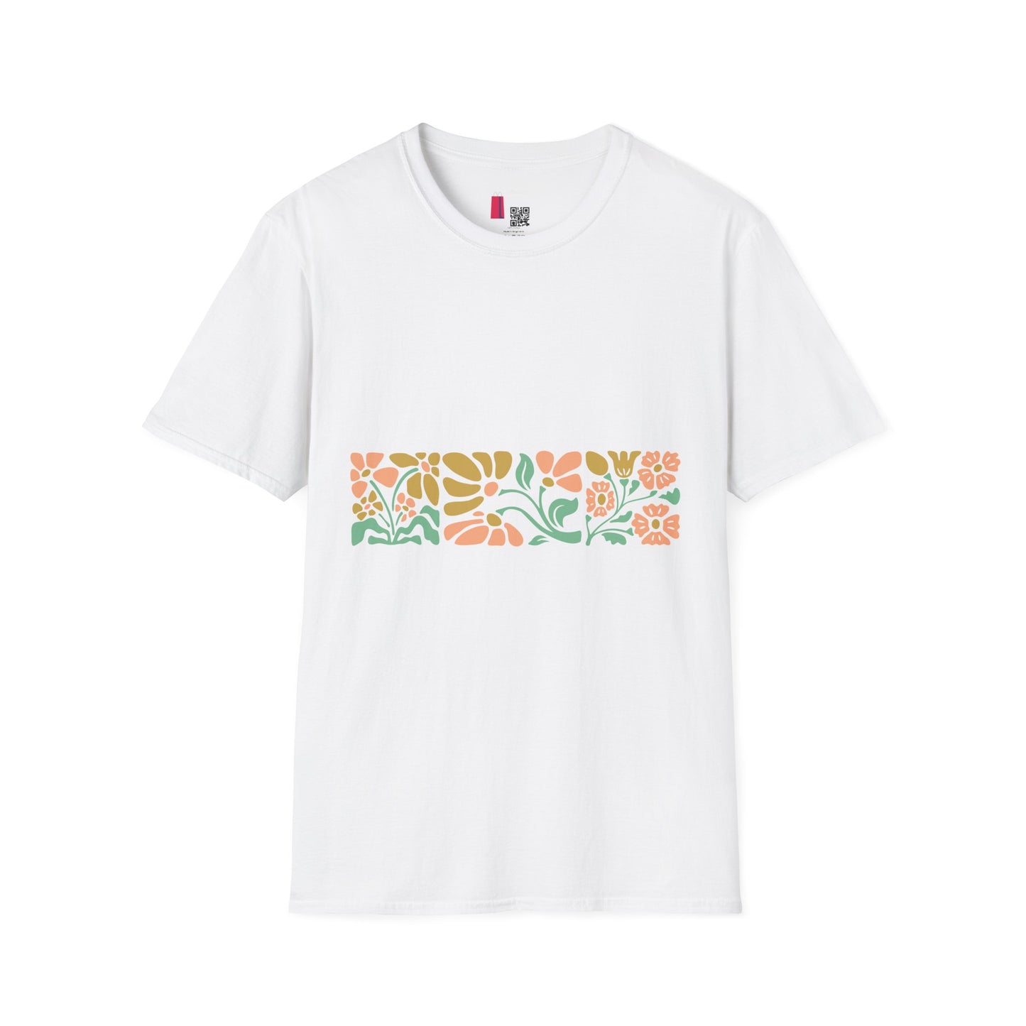 Floral Meadow T-Shirt — Pastel Botanical Stripe Tee