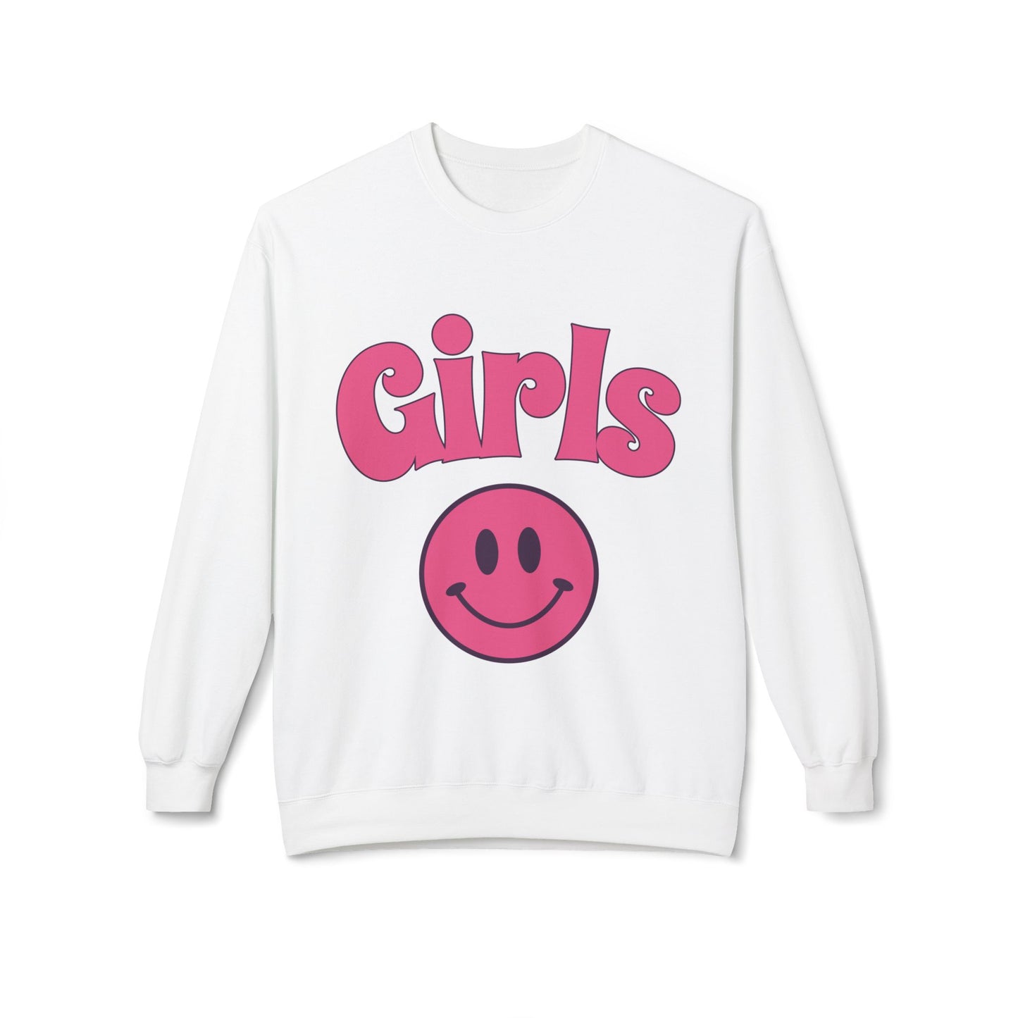 Girls Smiley Crewneck Sweatshirt – Retro Pink Logo