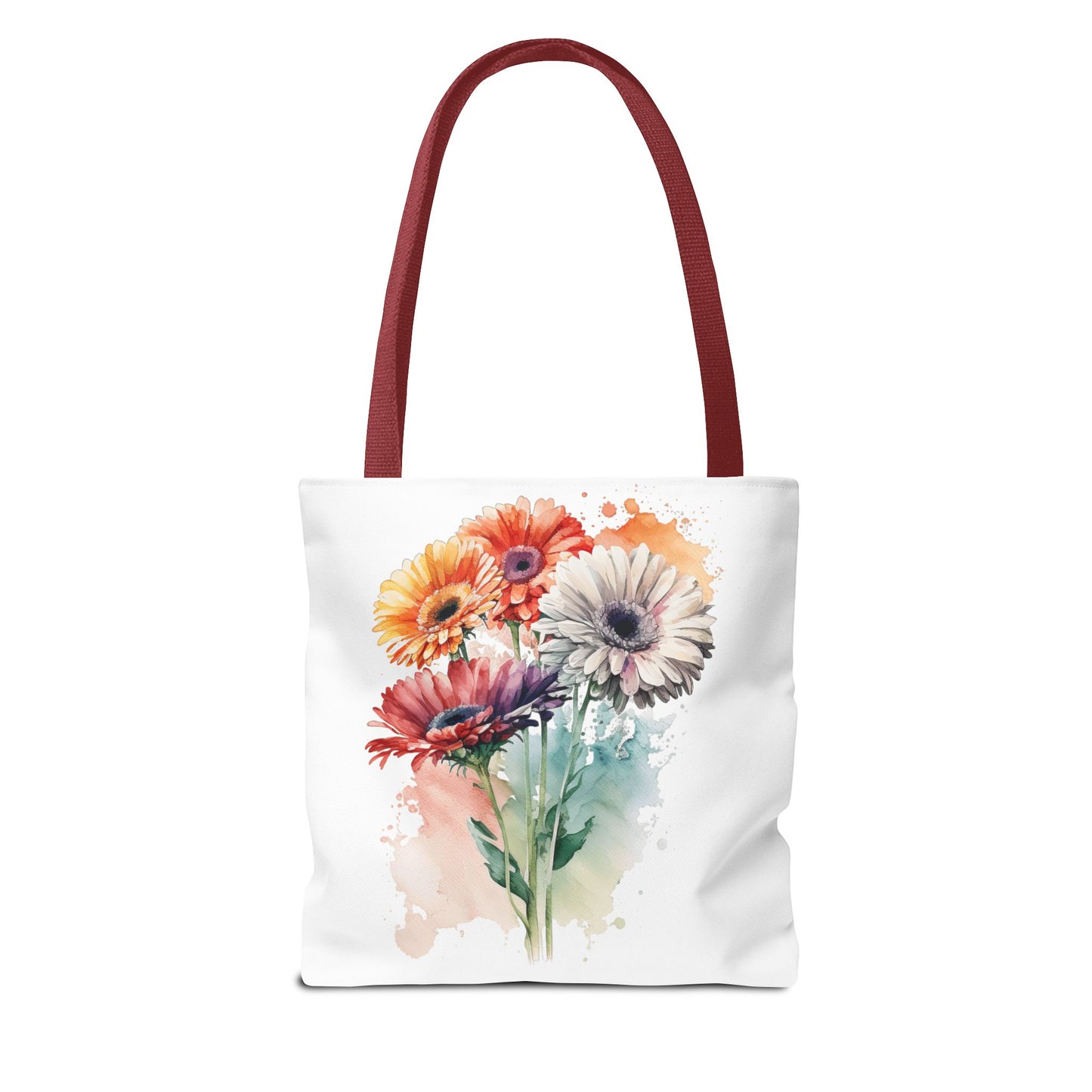 Floral Watercolor Tote Bag — Colorful Gerbera Bouquet All-Over Print
