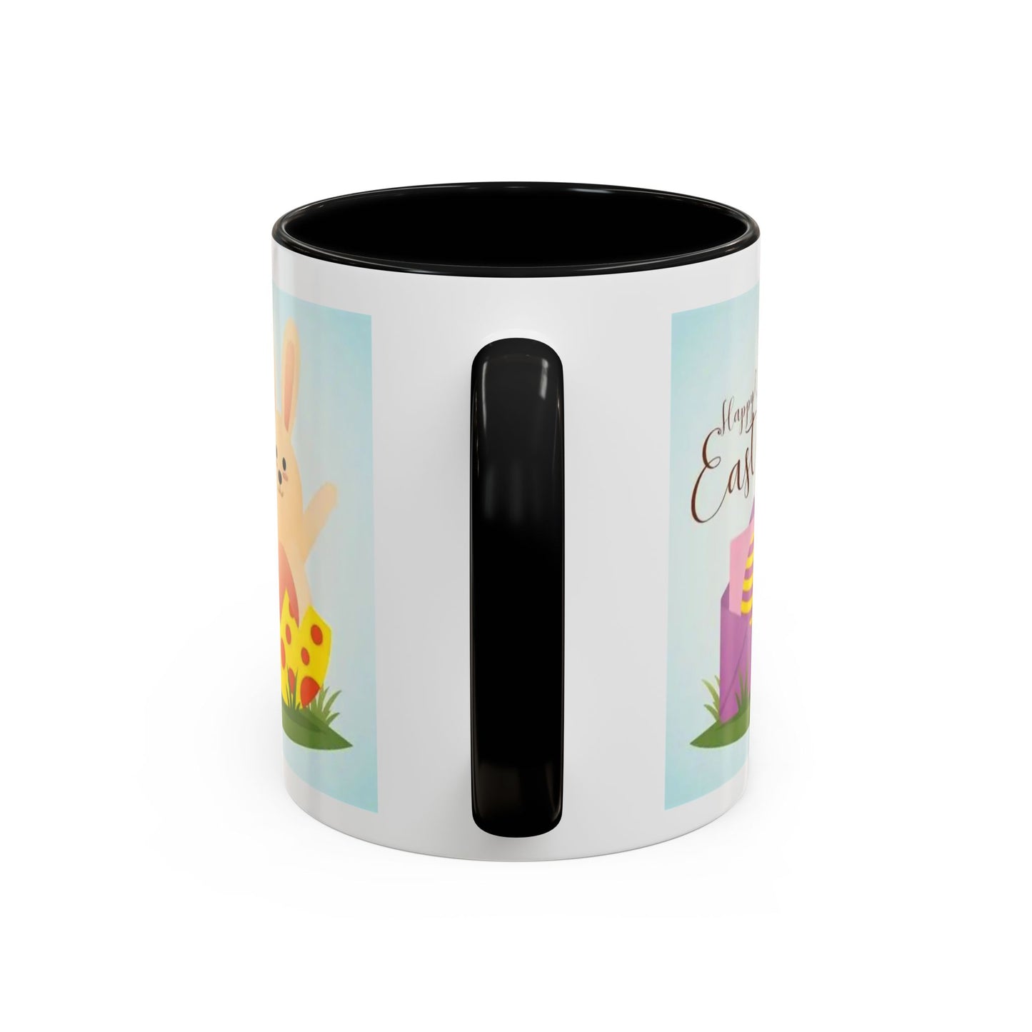 Easter Bunny Accent Coffee Mug – "Happy Easter" Spring Bunny & Egg Design (11/15oz)