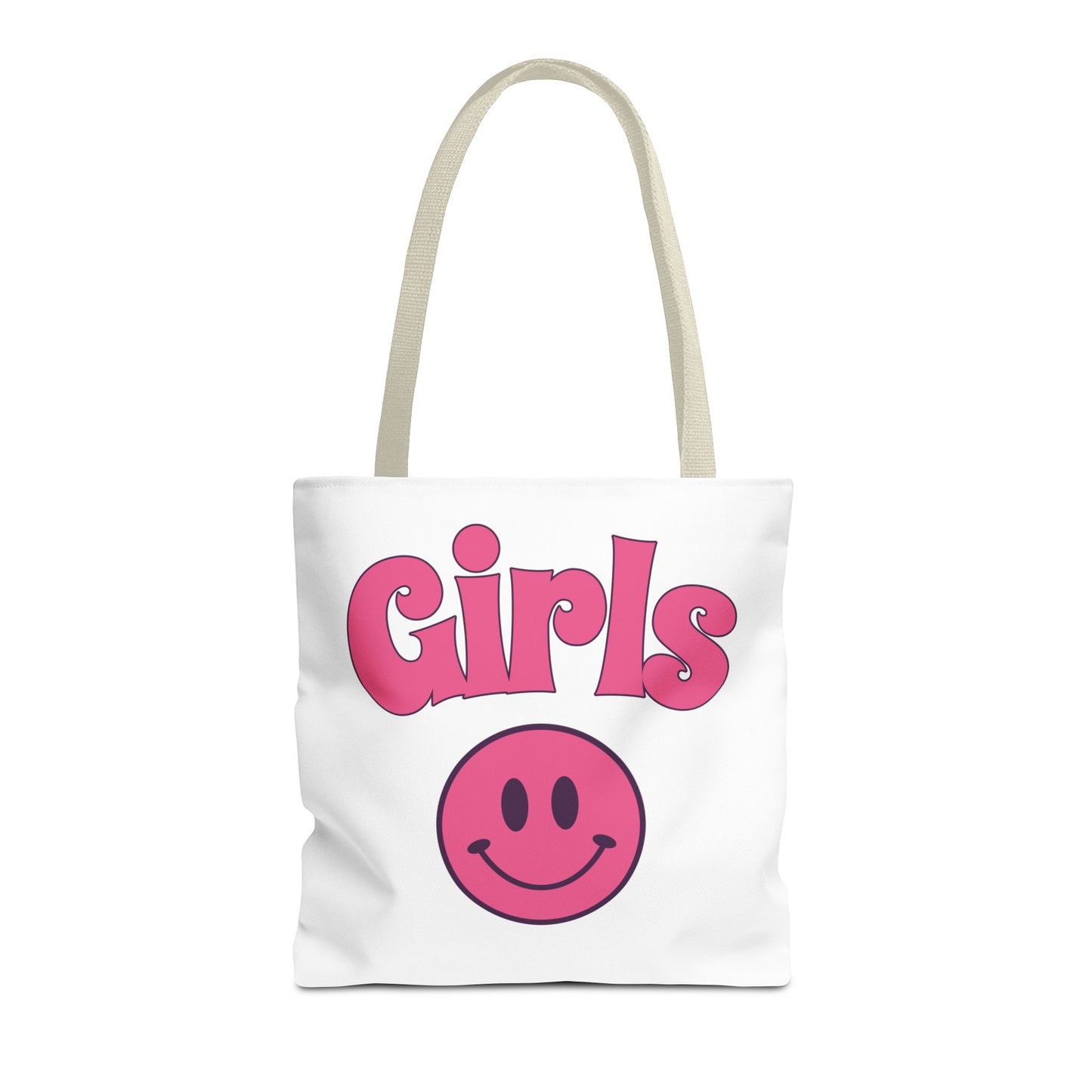 Girls Pink Smile Tote Bag — Cute Retro Smiley Shopper