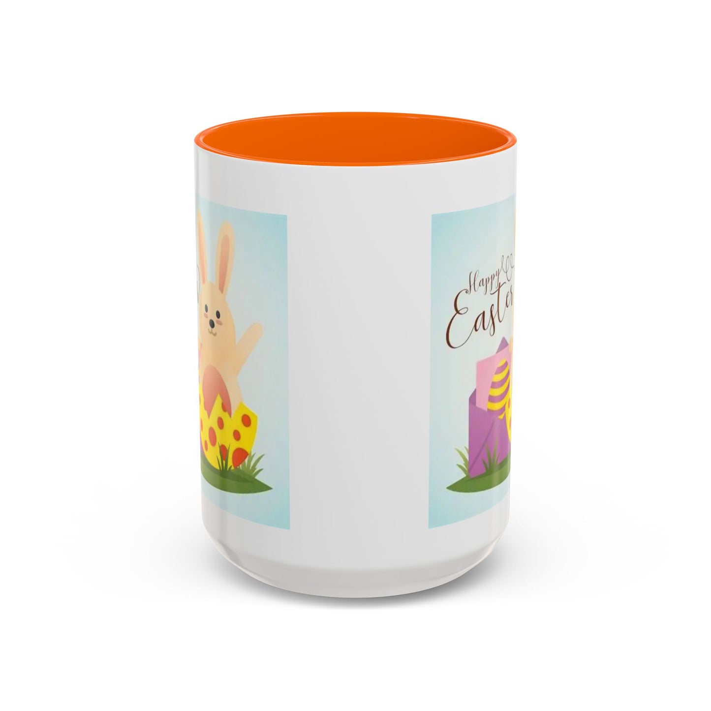 Easter Bunny Accent Coffee Mug – "Happy Easter" Spring Bunny & Egg Design (11/15oz)