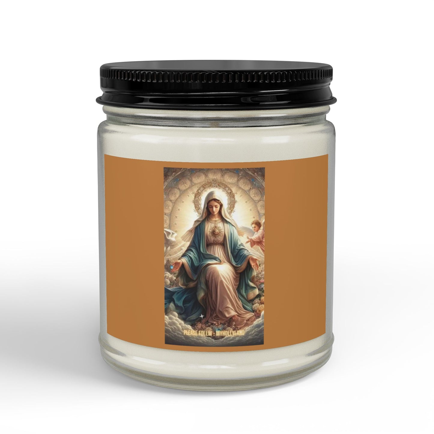 Virgin Mary Soy Candle — 4oz & 9oz Scented Jar with Black Lid