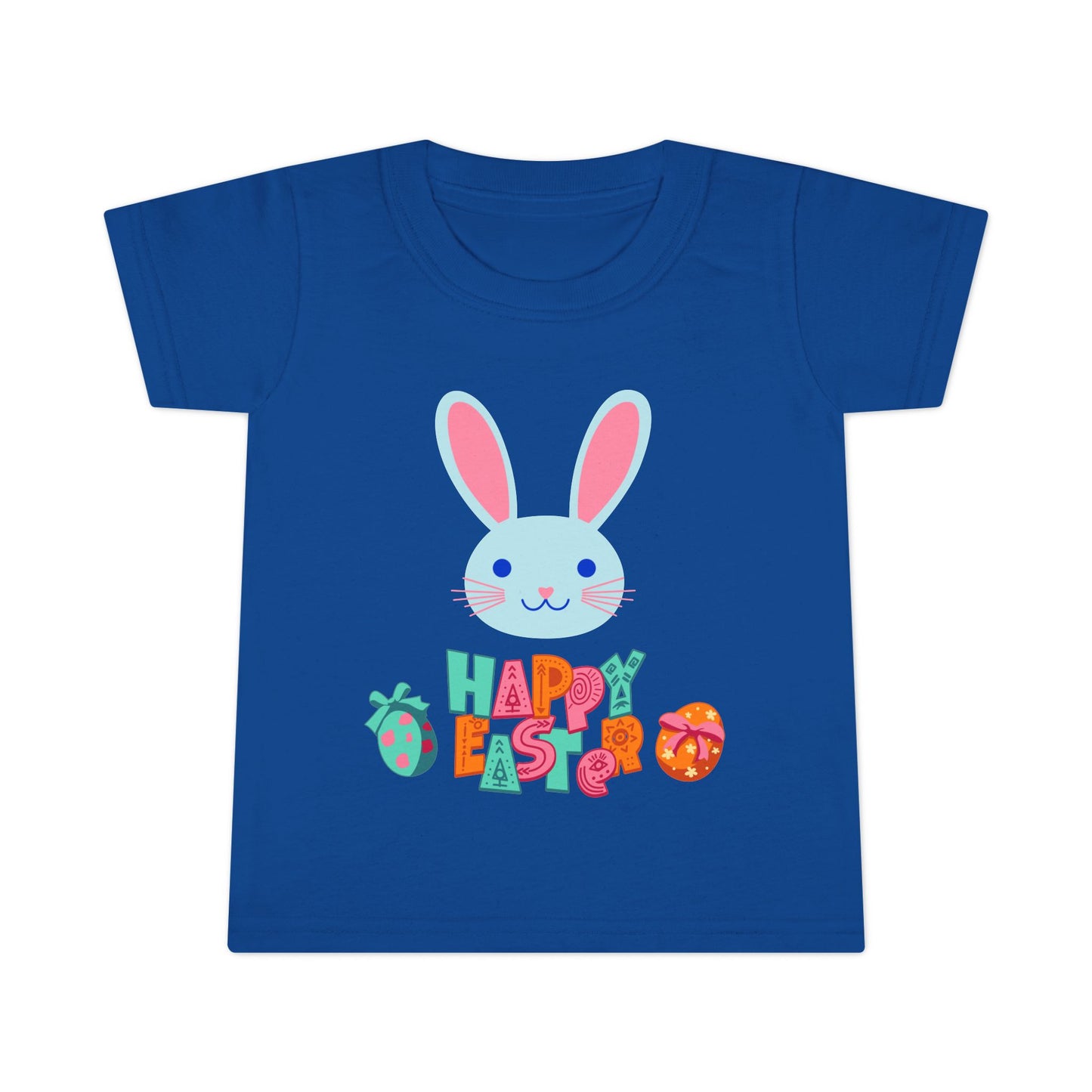 Easter Bunny Toddler T-Shirt - "Happy Easter" Colorful Egg Design