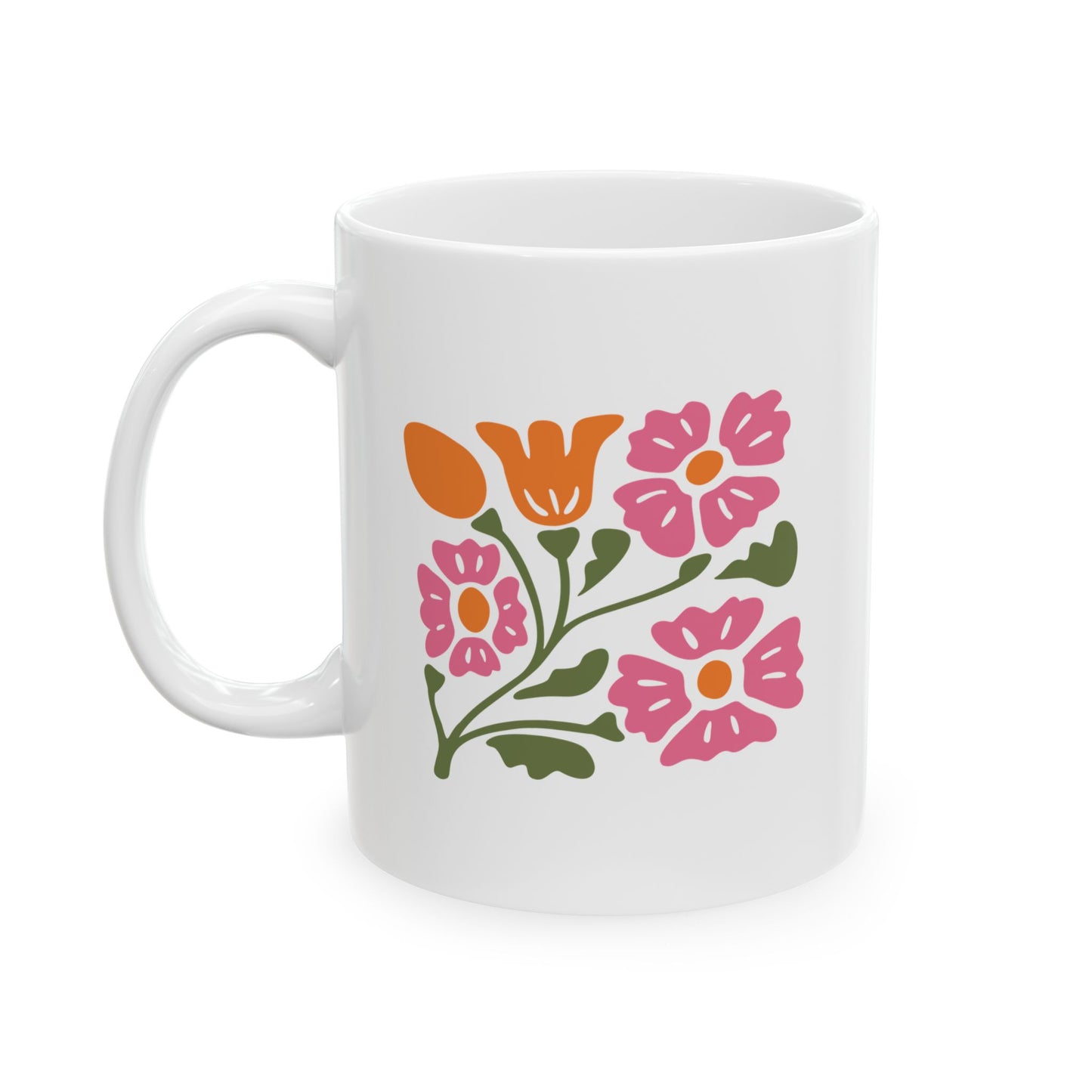 Floral Bouquet Ceramic Mug — Colorful Wildflower Coffee Cup (11oz/15oz)