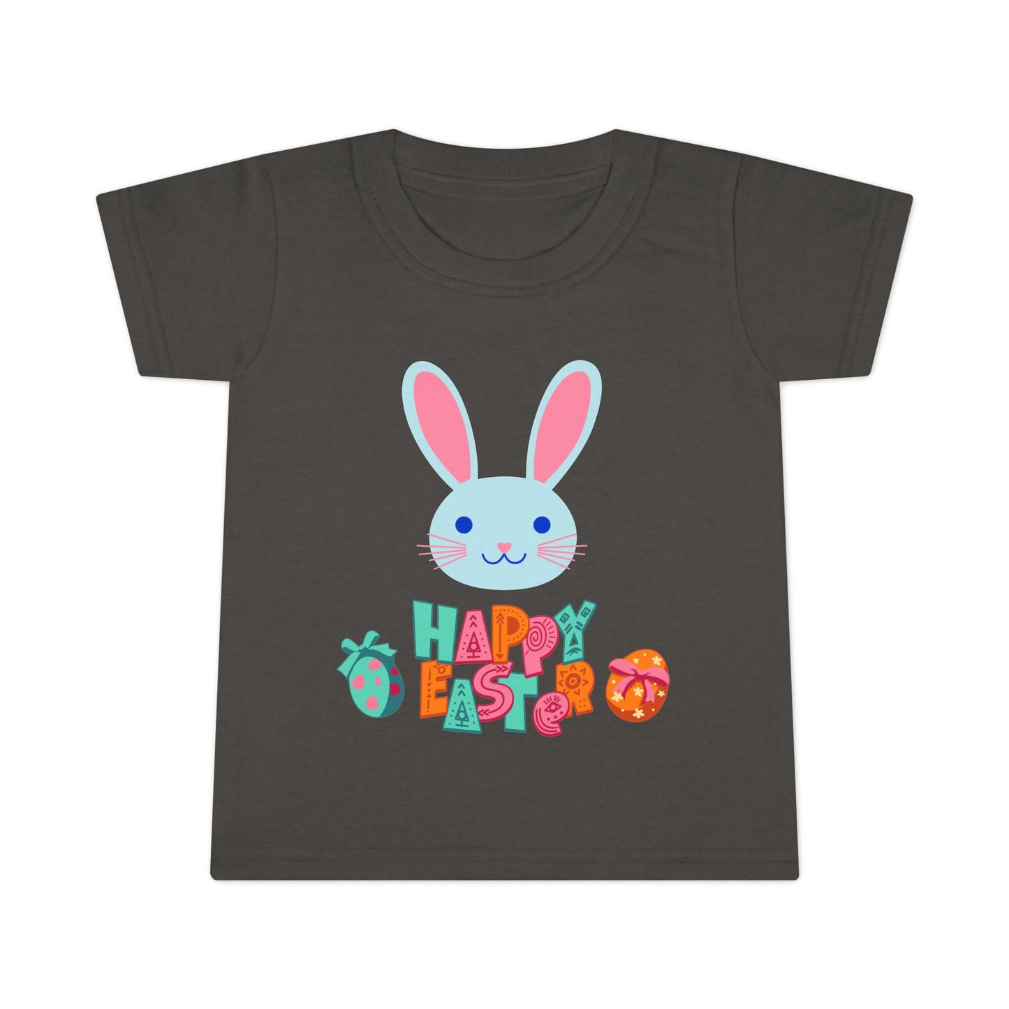 Easter Bunny Toddler T-Shirt - "Happy Easter" Colorful Egg Design