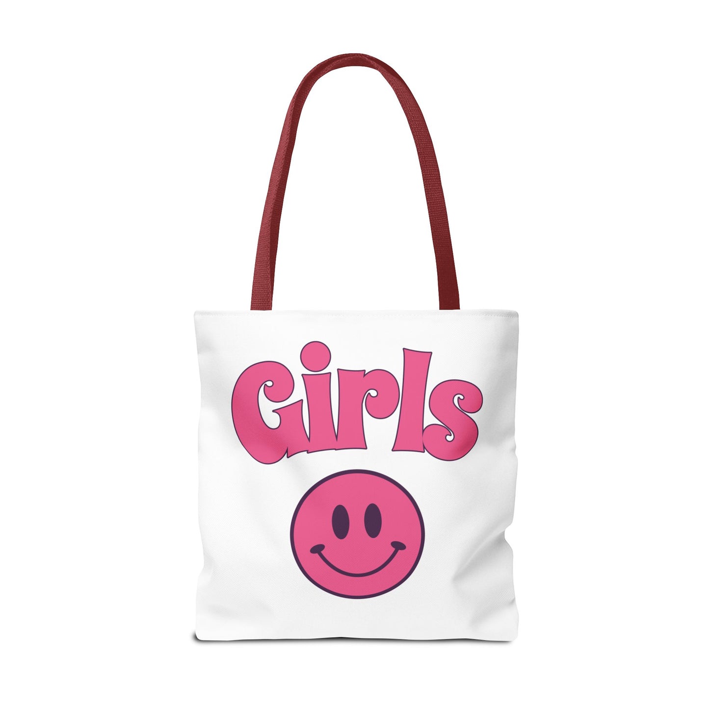Girls Pink Smile Tote Bag — Cute Retro Smiley Shopper